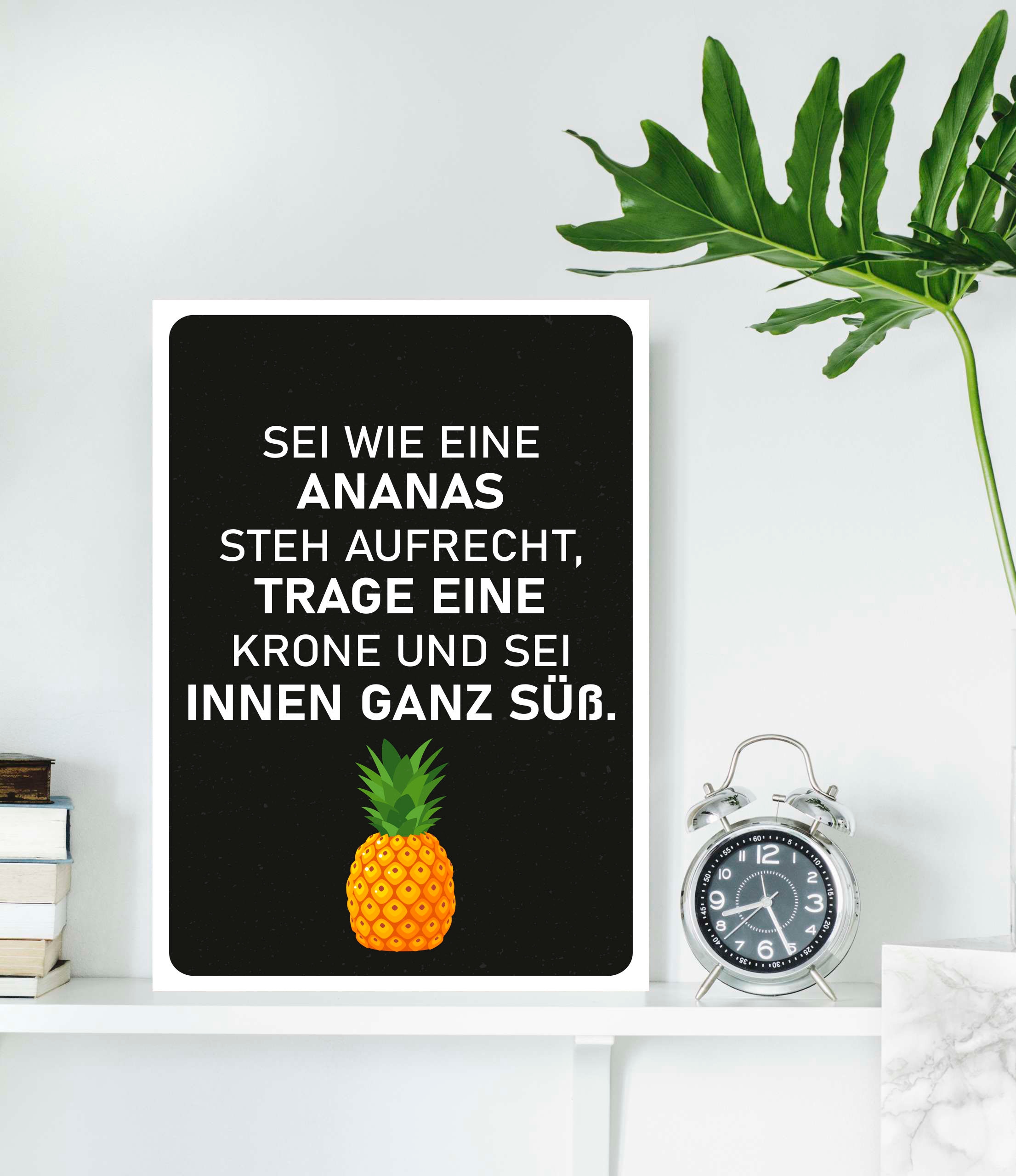 Image of queence Metallbild "Ananas" Obst Obst Bilder Schriftzug Schriftzüge 1 Stk. tlg. Stahlschilder