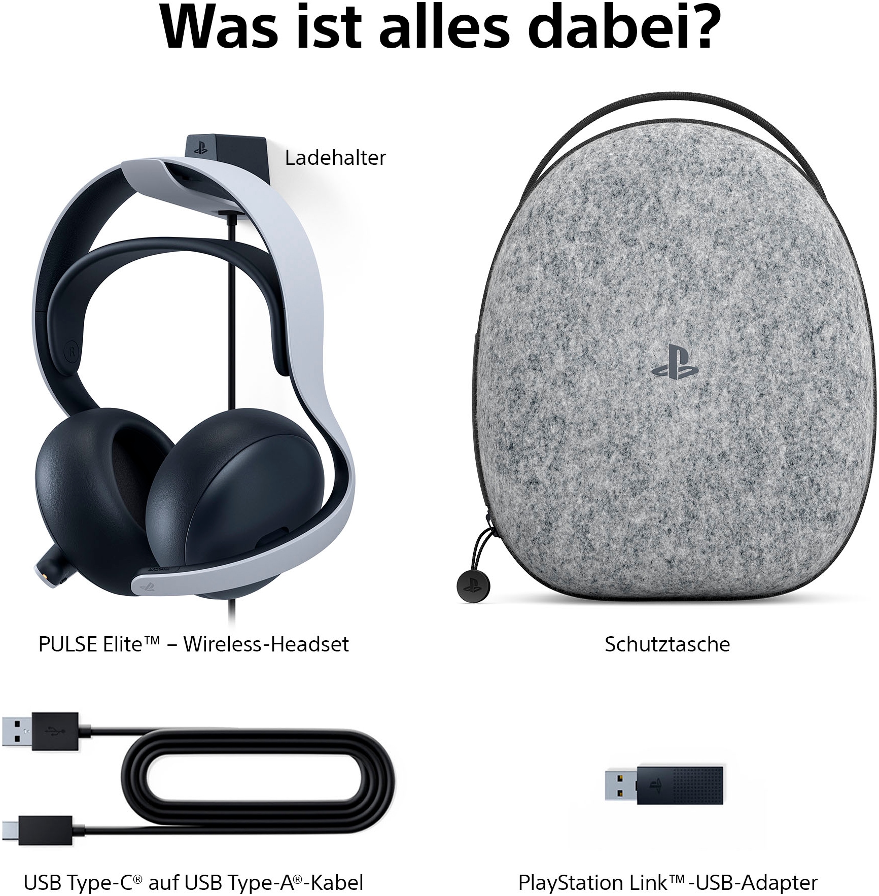 PlayStation 5 Gaming-Headset »PULSE Elite™ Wireless-Headset« Bluetooth Multi-Point-Verbindung | Rauschunterdrückung | Stummschaltung