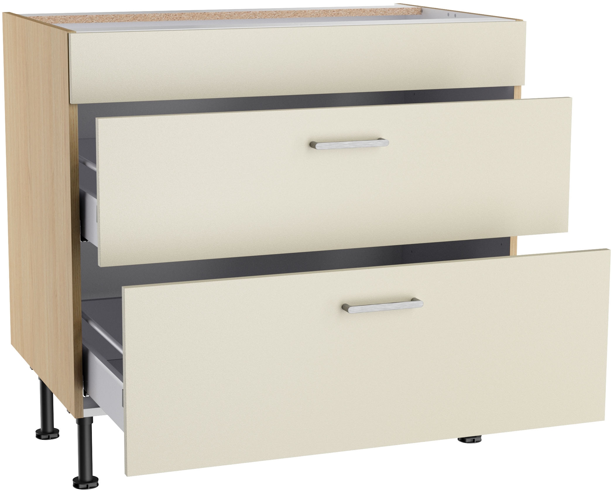 KOCHSTATION Kochfeldumbauschrank »KS-Lucy« Breite 90 cm, mit 2 Auszügen, Soft-Close, höhenverstellbare Füsse