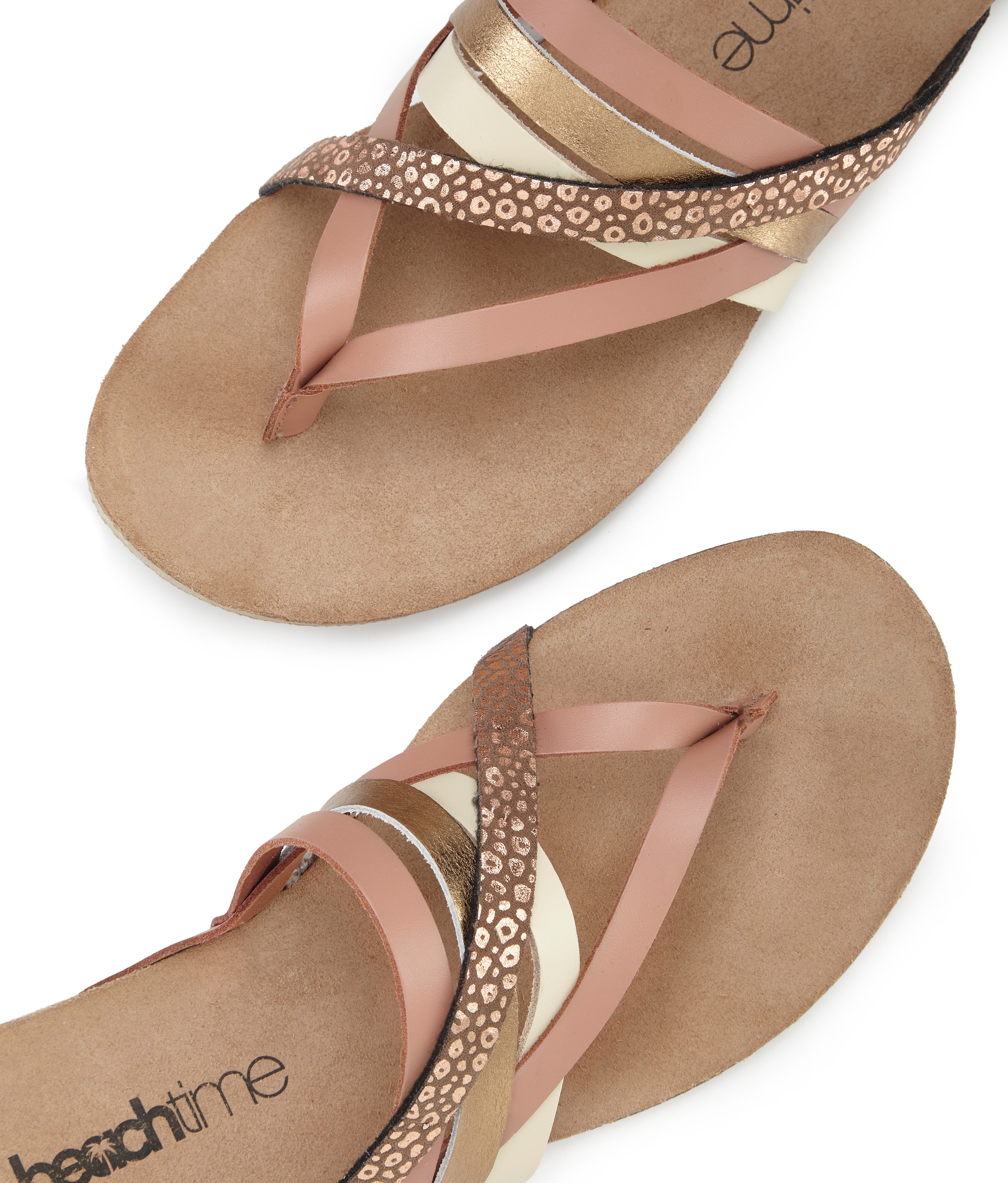 Beachtime Séparateur d'orteils »Pantolette, Mule, Sommerschuh, Sandale, offener Schuh,«  aus Leder mit raffinierten Riemchen