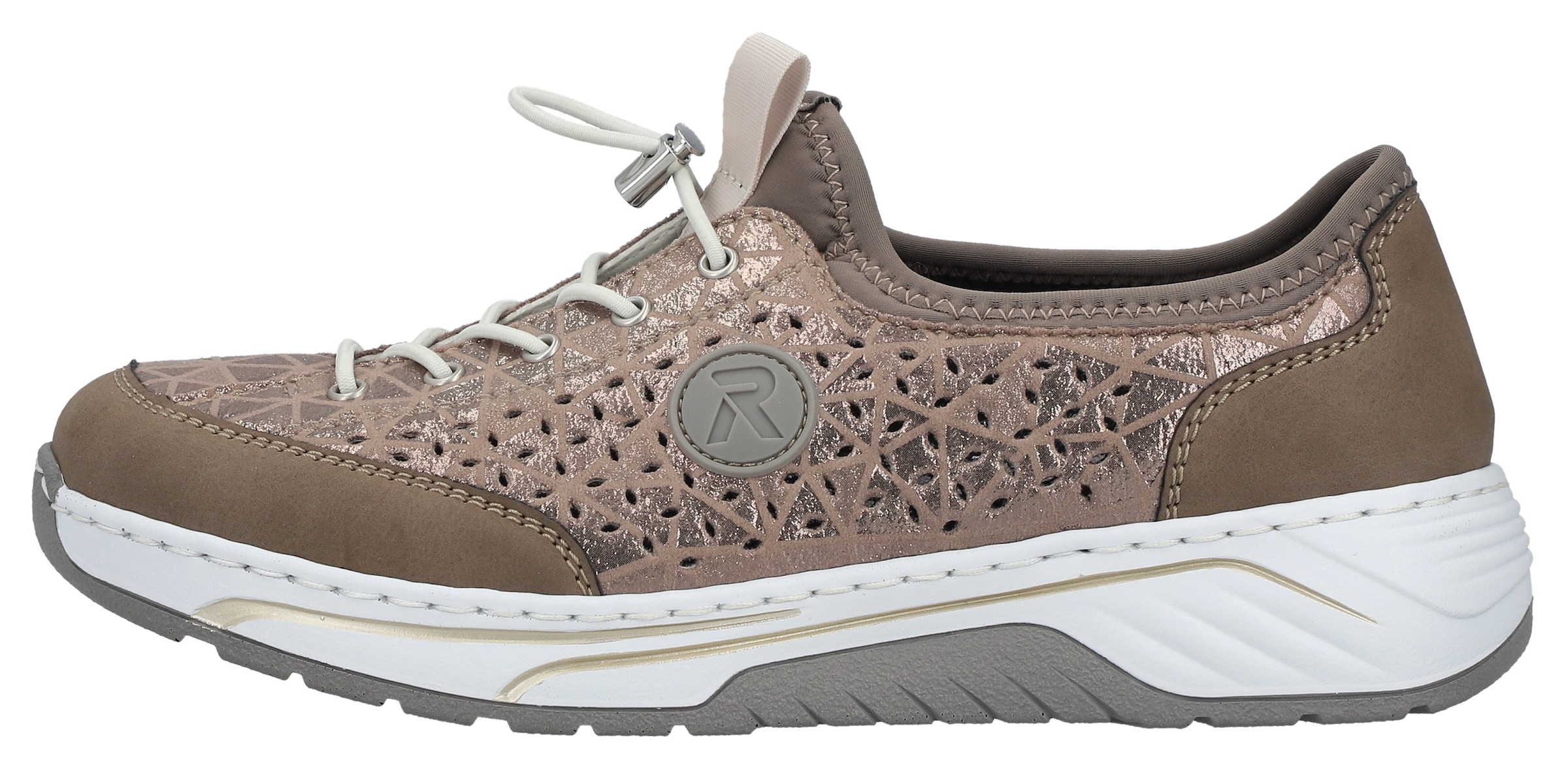 Rieker Slip-On Sneaker  Slipper, Freizeitsneaker, Halbschuh in Metallic-Optik