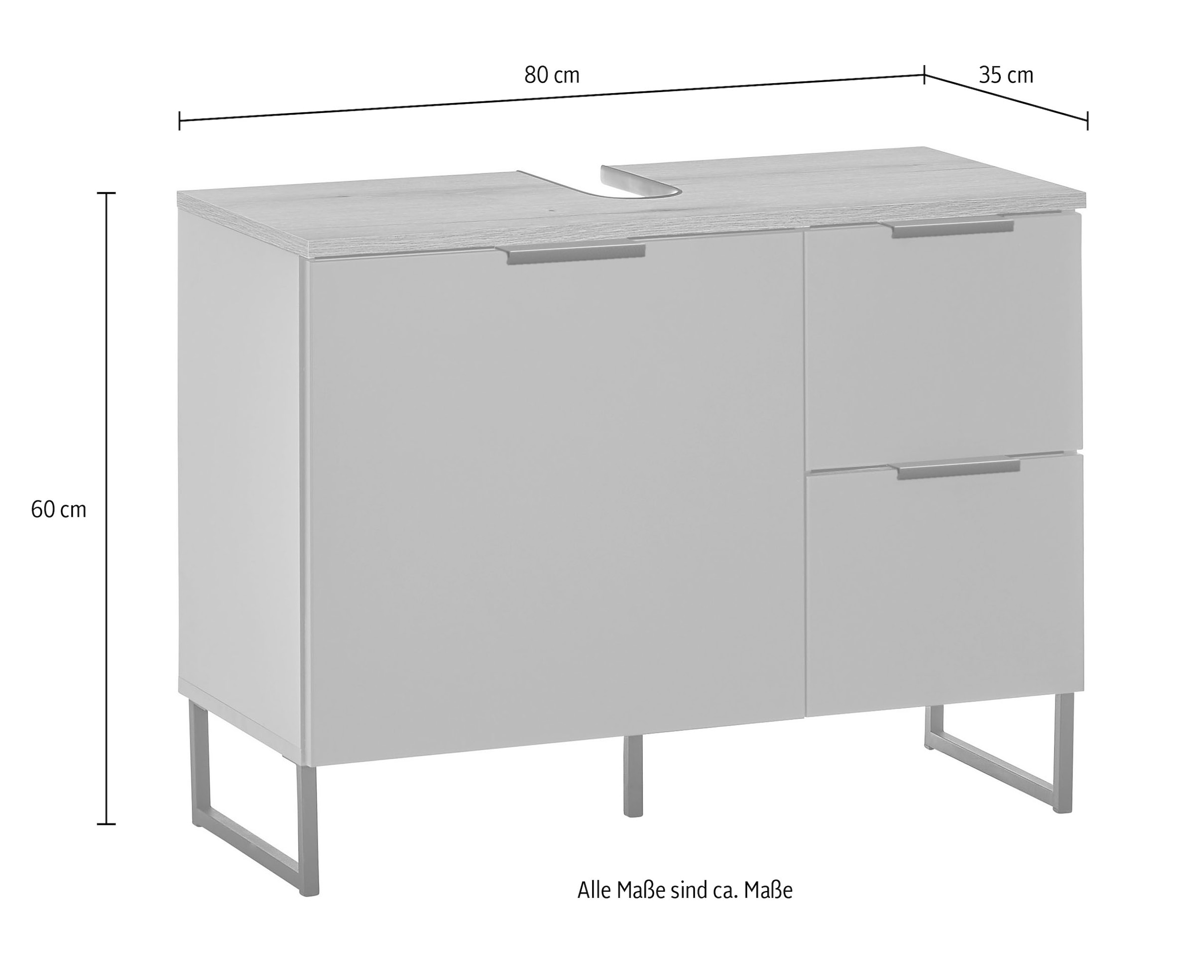 BASIC by Balculina Armoire sous lavabo »Denver Waschbeckenunterschrank, Badezimmerschrank BxHxT 80x60x35« 1 cuis tlg. largeur 80 cm, porte montable à gauche/droite, Softclose