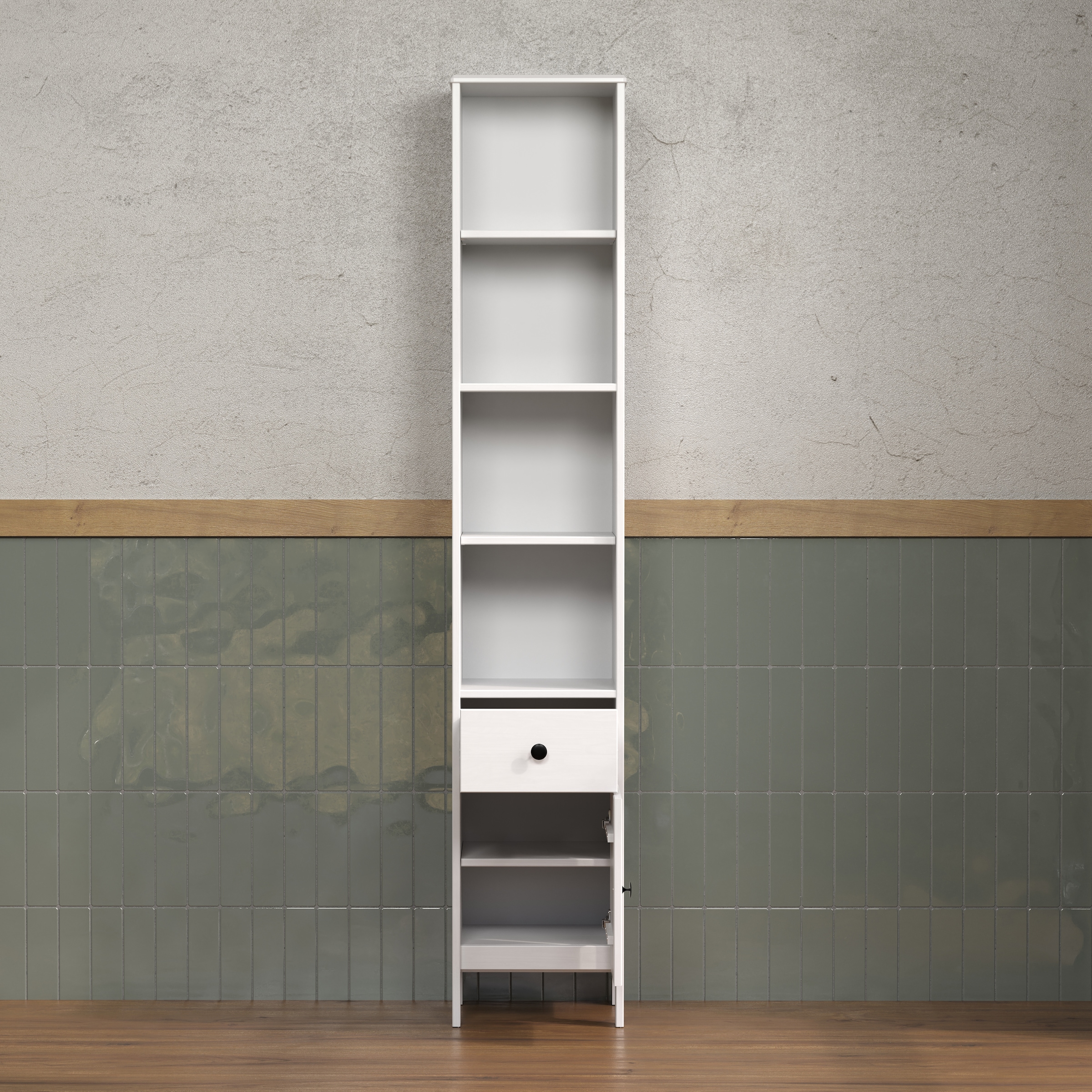 welltime Hochschrank »Kall«, (1 St.), Badschrank aus Kiefer-Massivholz mit Schublade - (B/T/H) 35/33/188 cm