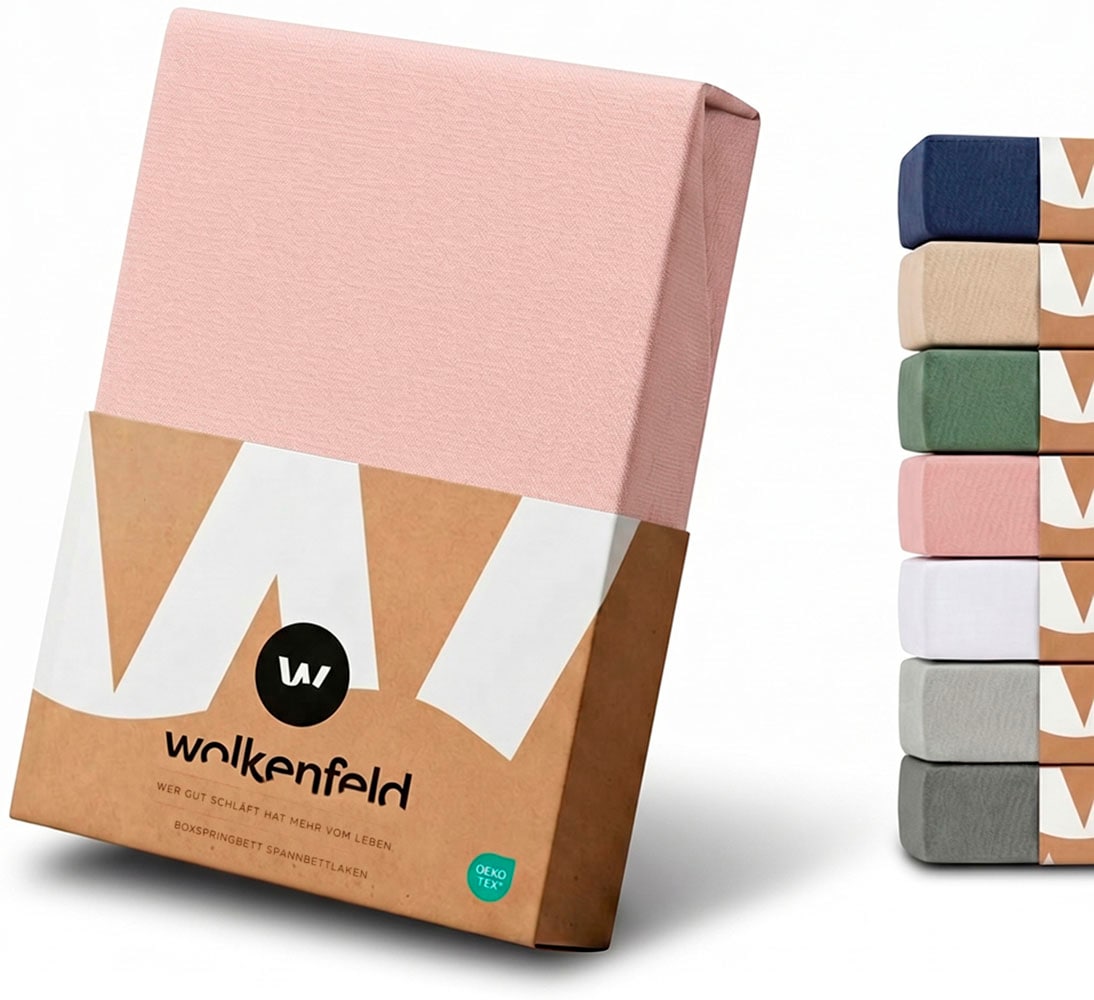 Image of Wolkenfeld Spannbettlaken "100% Baumwolle - Superweiches Bettlaken für Matratzen von 5 bis 20cm" Rutschfest & Blickdicht - 90x200, 140x200, 160x200, 180x200 200x200