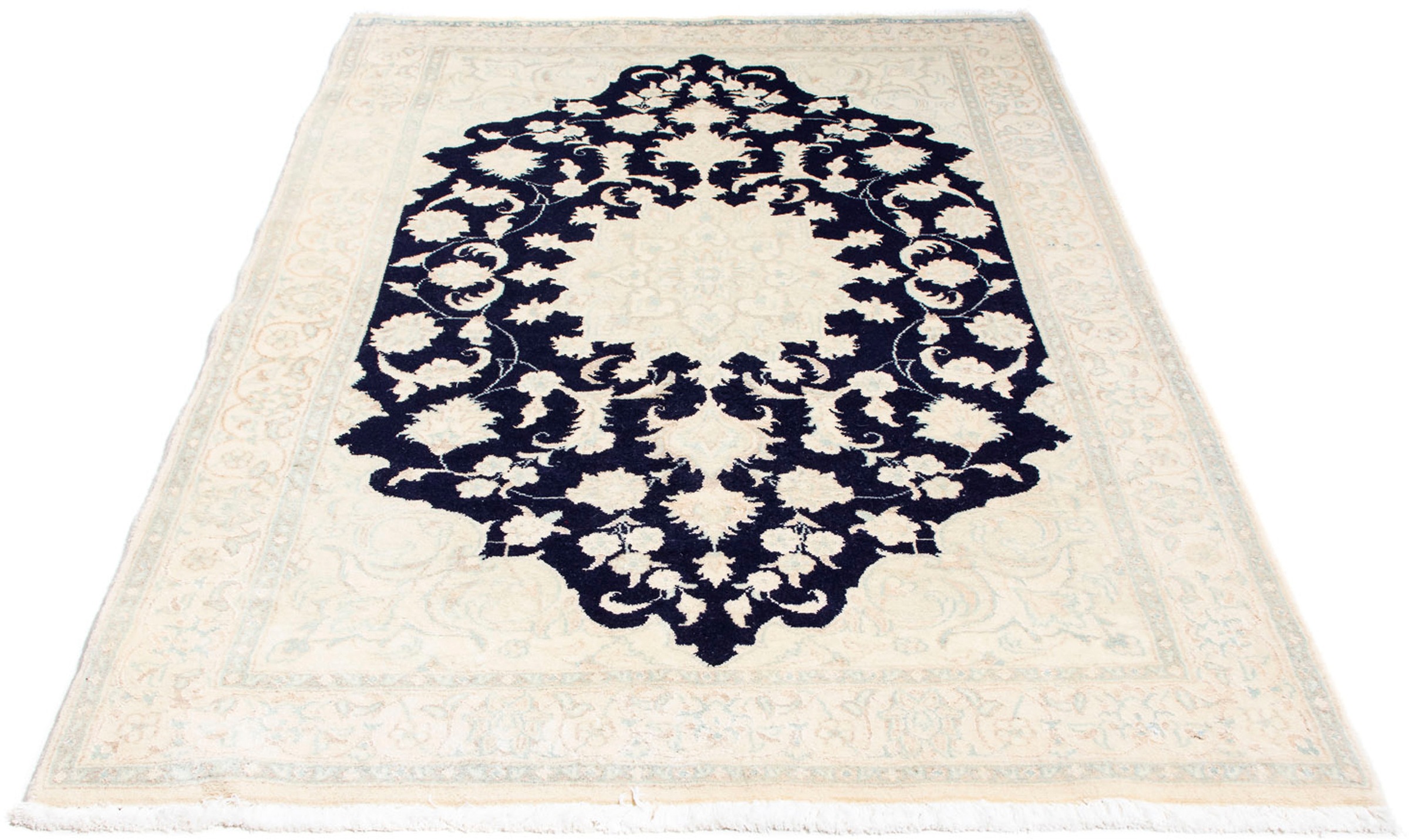 Image of morgenland Orientteppich »Perser - Nain - Royal - 198 x 123 cm - beige«, rechteckig, 10 mm Höhe, Wohnzimmer, Handgeknüpft, Einzelstück mit Zertifikat bei Ackermann Versand Schweiz