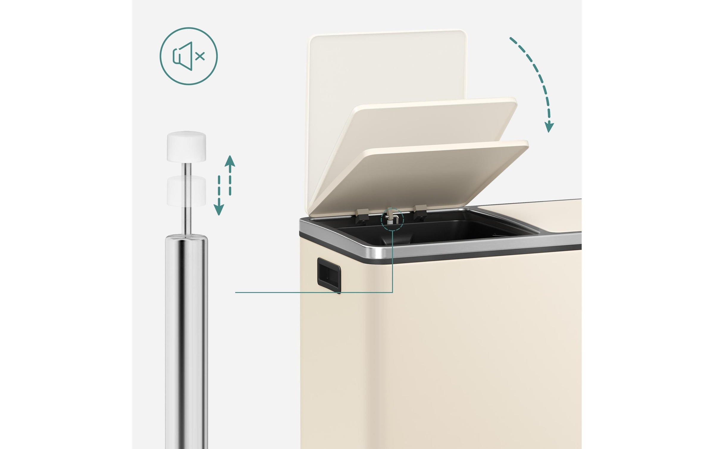 SONGMICS Mülleimer »60 l«, 2 Behälter