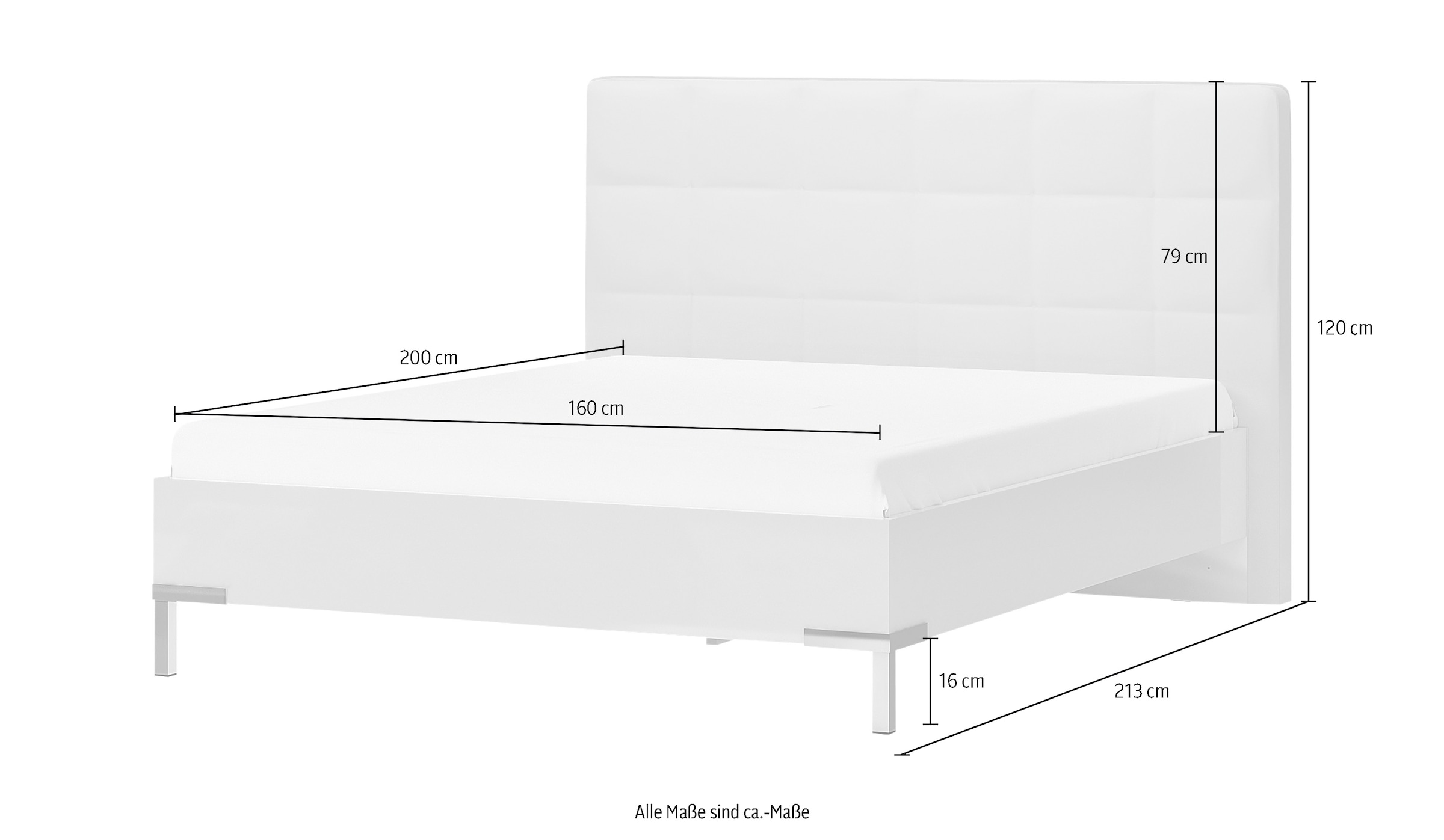 GOODproduct Lit »Piano, Liegefläche 160x200 oder 180x200cm, FSC-zertifiziert« avec tête de lit rembourrée, laquage UV brillant beige ou blanc