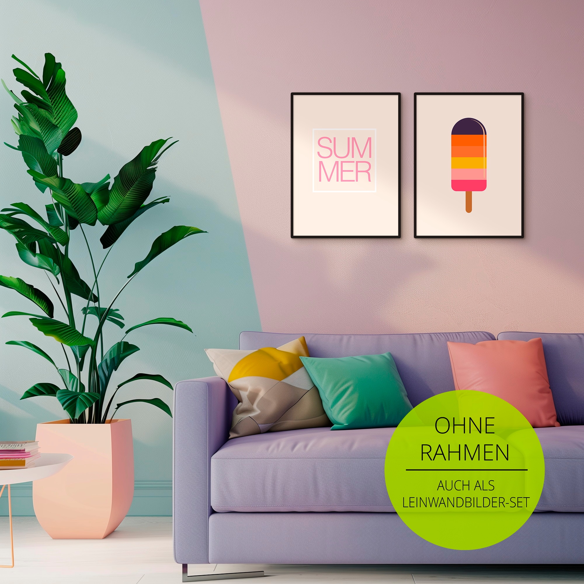 GOODproduct Wandbild »Summer & Ice« Symbole | Zeichen 2 Stk. tlg. als Poster oder Leinwandbilder Set