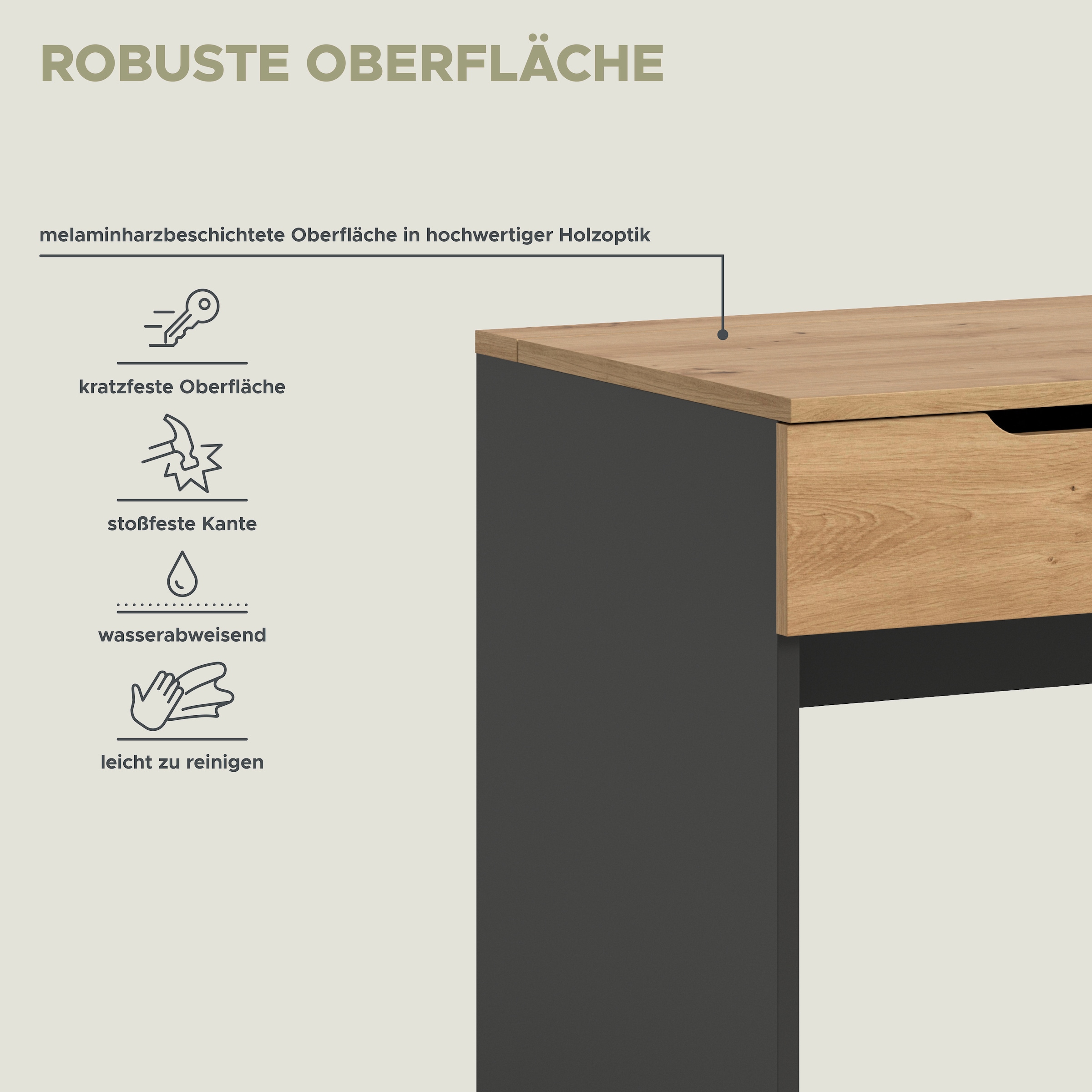 Home affaire Coiffeuse »REHAT, TOPSELLER!, Breite 115cm, 1 Schubkasten, Klappe inkl. Spiegel« Table console, table, table pliante, buffet, secrétaire, commode
