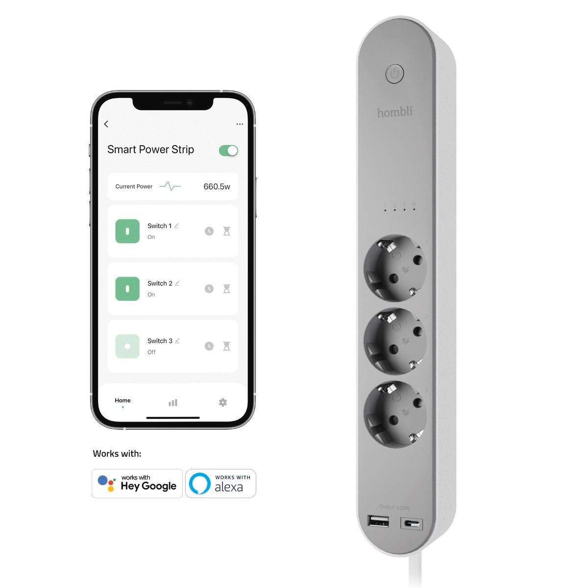 Hombli Smarte Dreifach-Steckdosenleiste »smarte Steckdosenleiste«