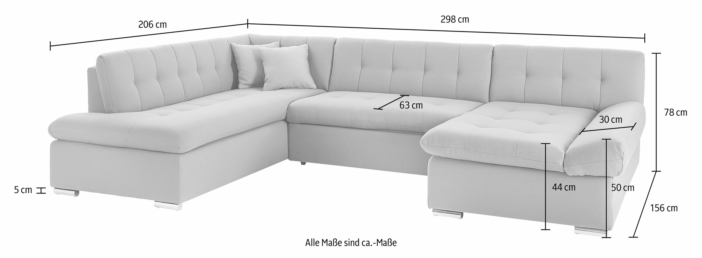 TRENDMANUFAKTUR Wohnlandschaft »Reggae II, inkl. Armlehnenverstellung, zeitlos modern, bequem, U-Form«, wahlweise mit Bettfunktion, aufwendige Detailverarbeitung im Sitz