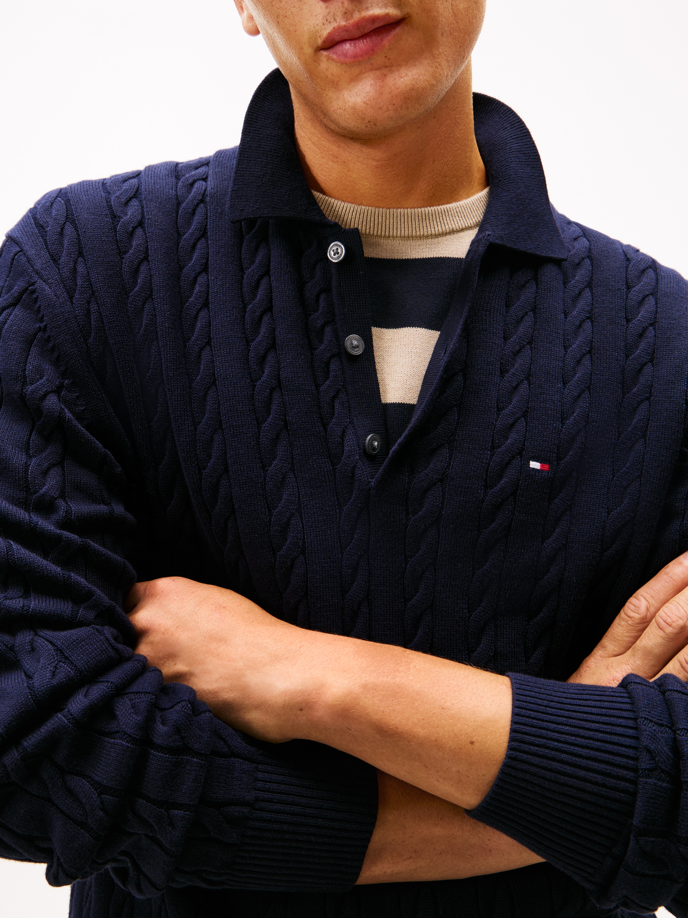 Tommy Hilfiger Polokragenpullover »CLASSIC COTTON CABLE« mit Zopfmuster, regular fit