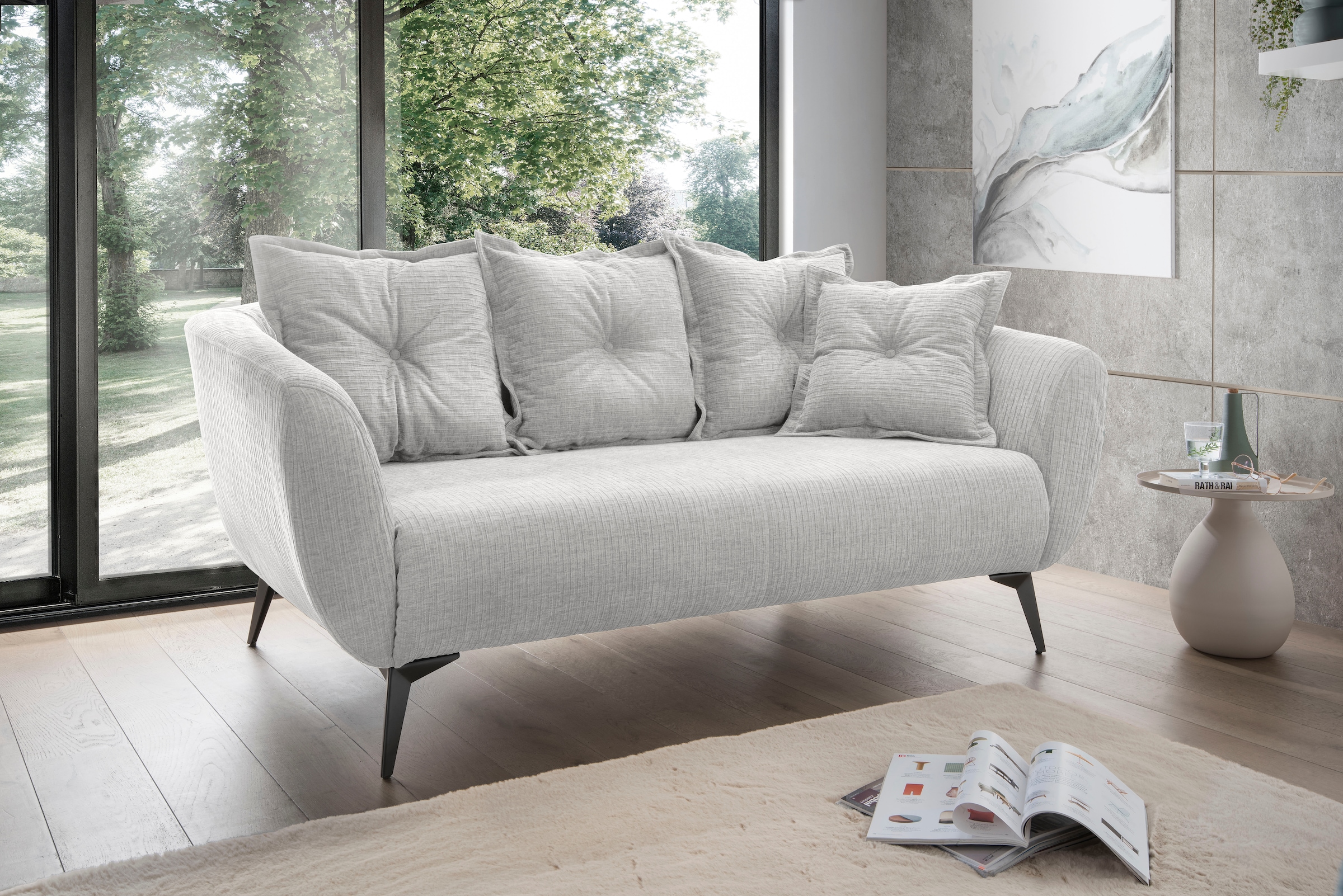 Home affaire 2,5-Sitzer »Baggio, Breite 196 cm zeitlos & elegant, bequem« schwarze Metallfüsse