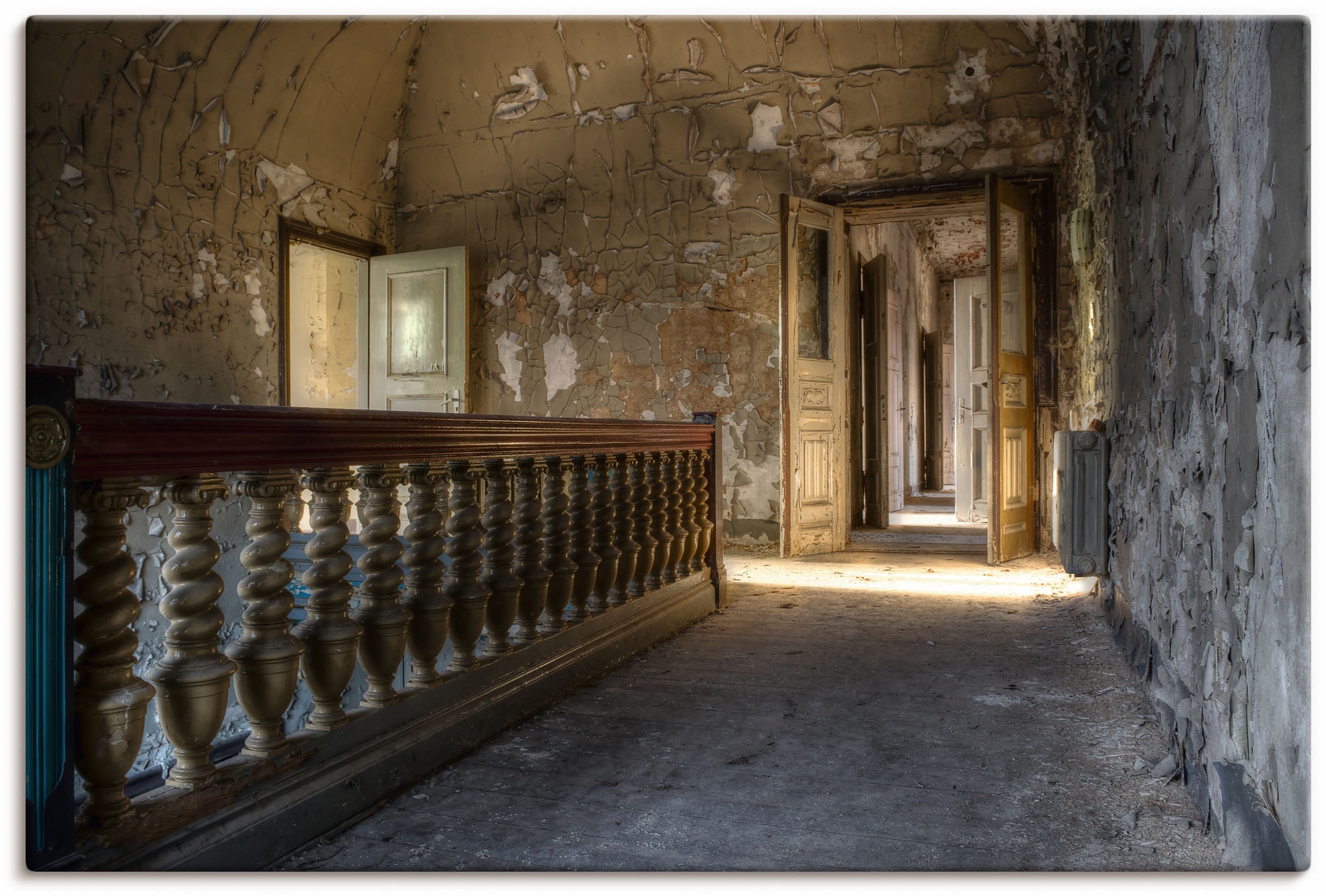 Image of Artland Wandbild "Lost Place - Gang mit Sonnenschein" Fenster & Türen 1 Stk. tlg. als Alubild, Leinwandbild in verschied. Grössen