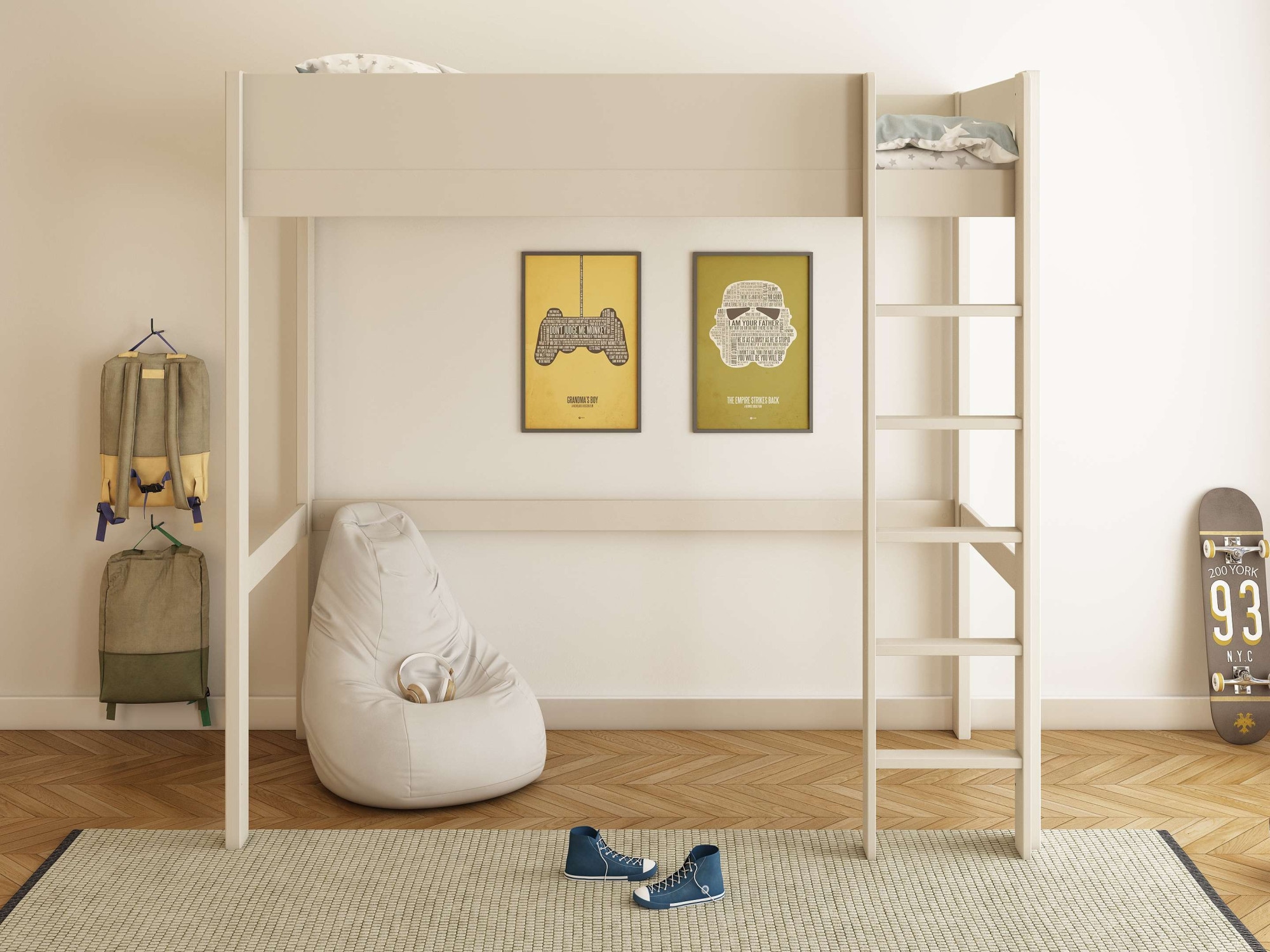 GOODproduct Hochbett »Tipo – FSC®-zertifiziertes Massivholz mit viel Freiraum darunter« B/H/T 207,7x190x105cm,  Flexible Leiter-Montage, Rundum-Schutz und optimale Raumnutzung