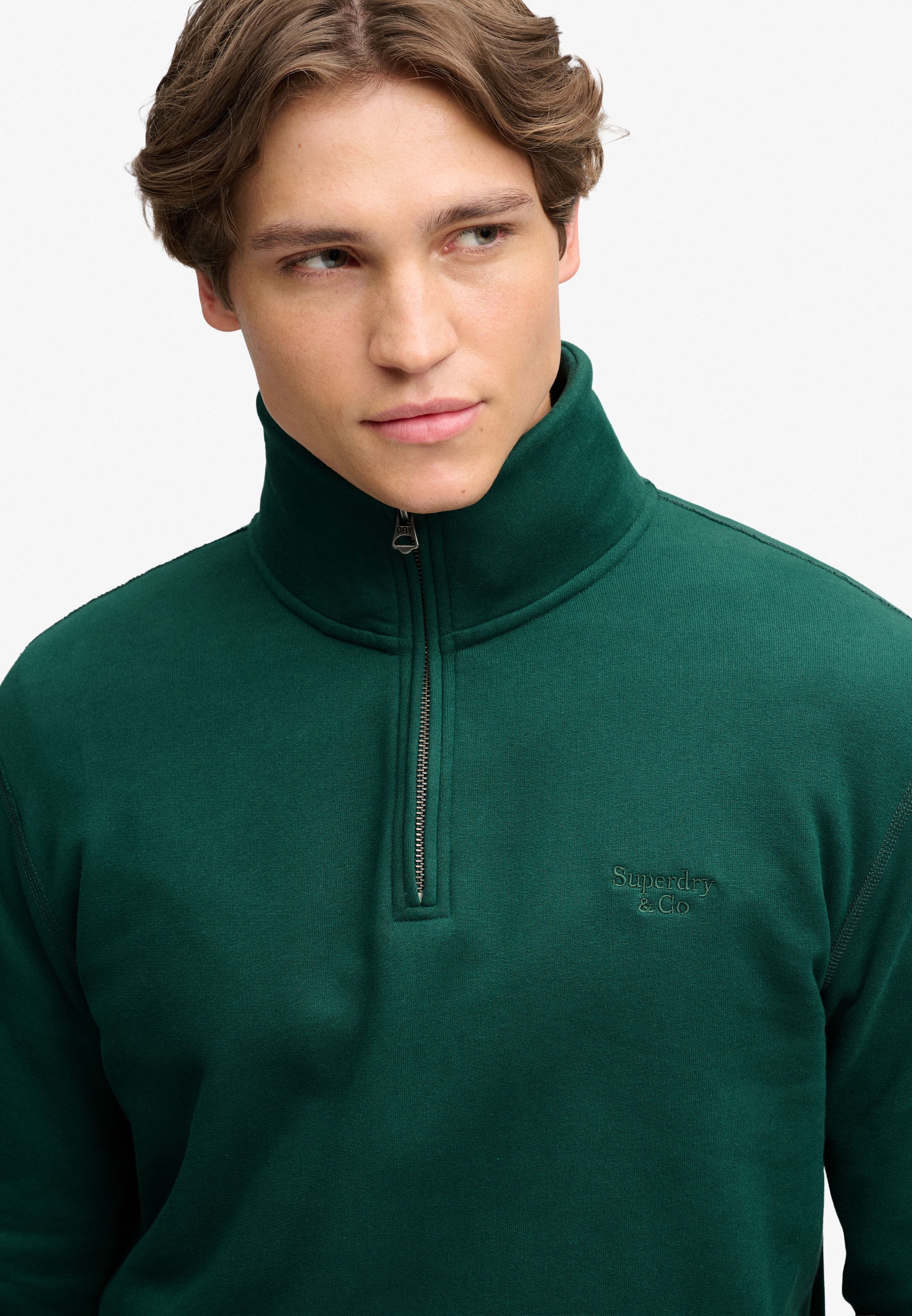 Superdry Sweat-shirt »ESSENTIAL SERIF LOGO HALF ZIP«, mélange de coton
