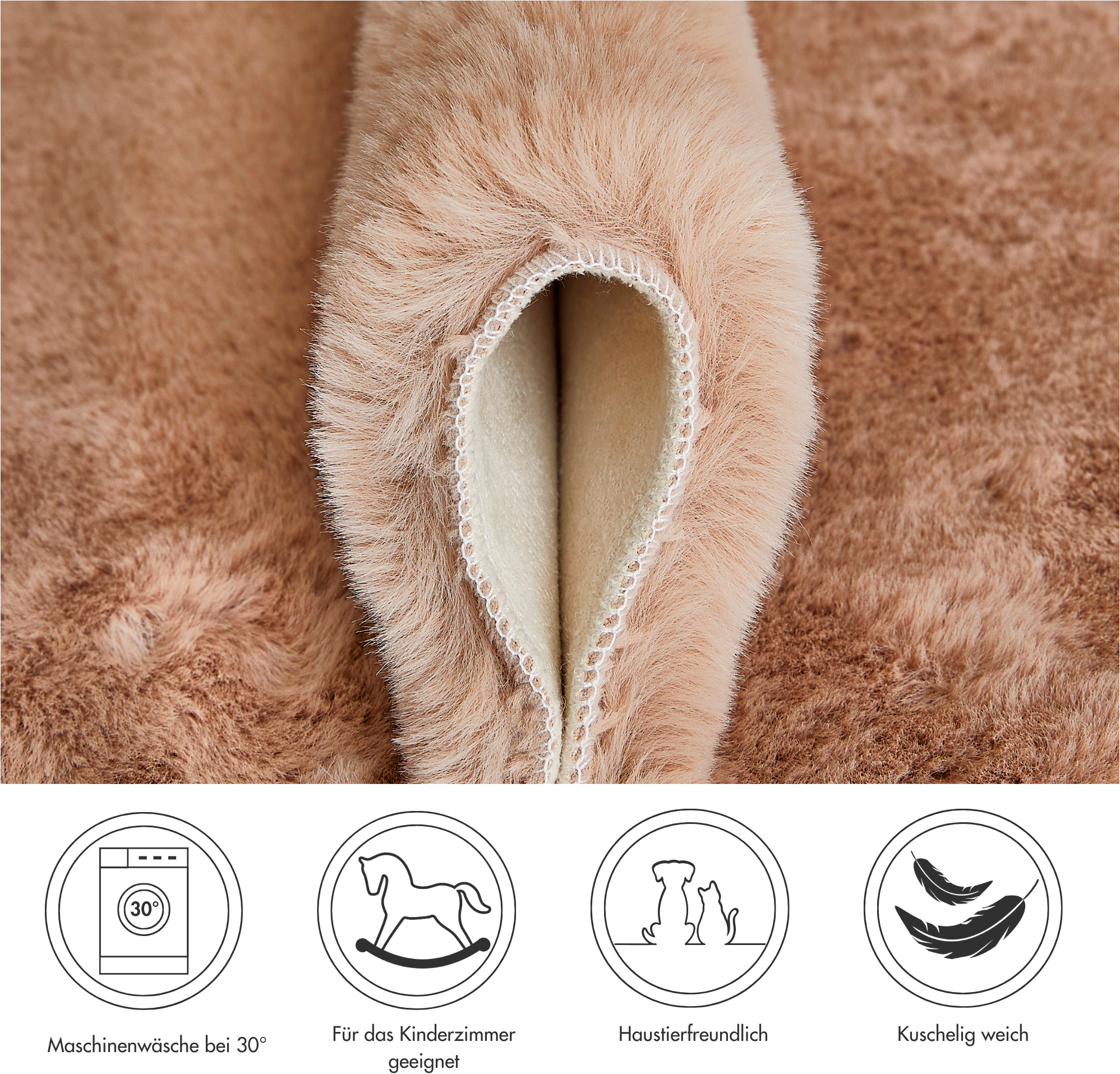 my home Tapis en fourrure »Lugano« En forme de fourrure 30 mm Höhe Kunstfell, Uni Farben, weich & kuschelig, auch als 2er Set erhältlich