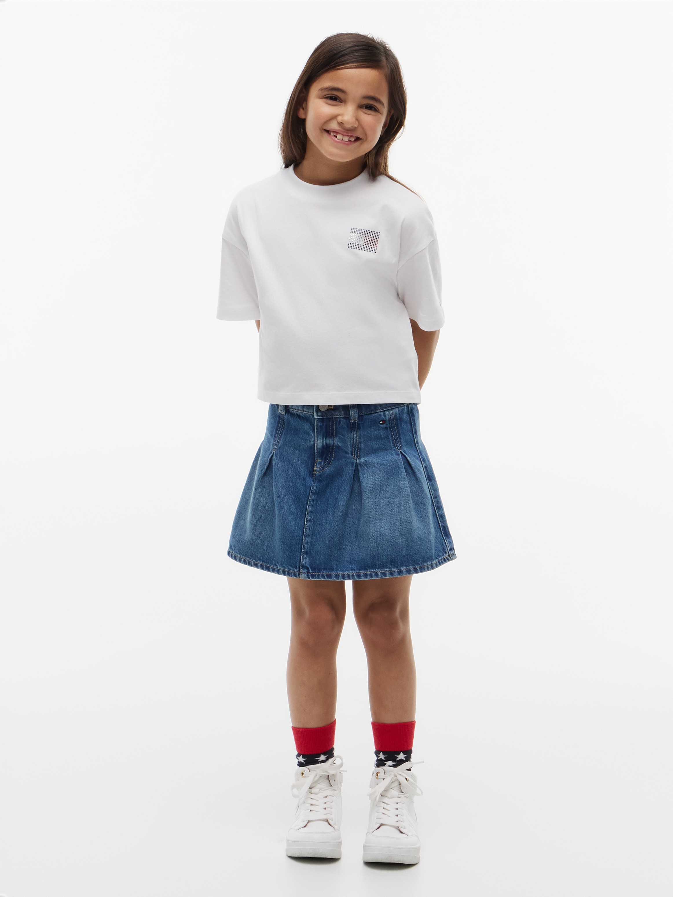 Tommy Hilfiger T-Shirt Rundhalsausschnitt, mit Glitzersteinen, Kinder bis 16 Jahre