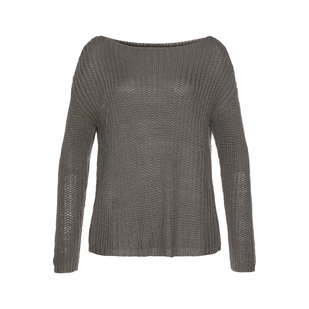 LASCANA Rundhalspullover, aus weichem Grobstrick, lockerer Strickpullover, Damenpullover