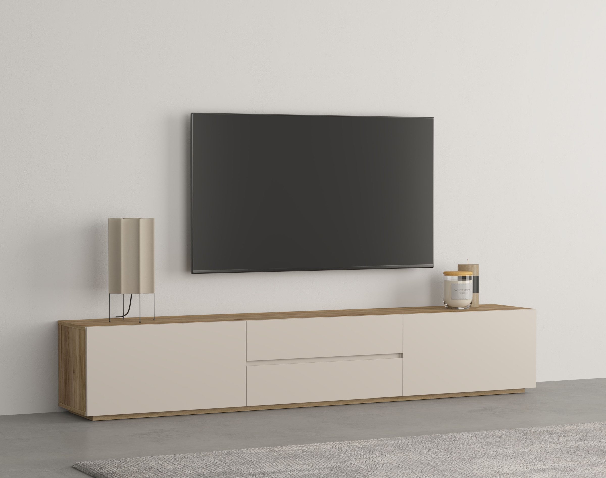 INOSIGN Table basse »Criss, Breite 200 cm, moderne grifflose TV-Kommode« TV-Kommode, TV-Schrank, hängend und stehend montierbar