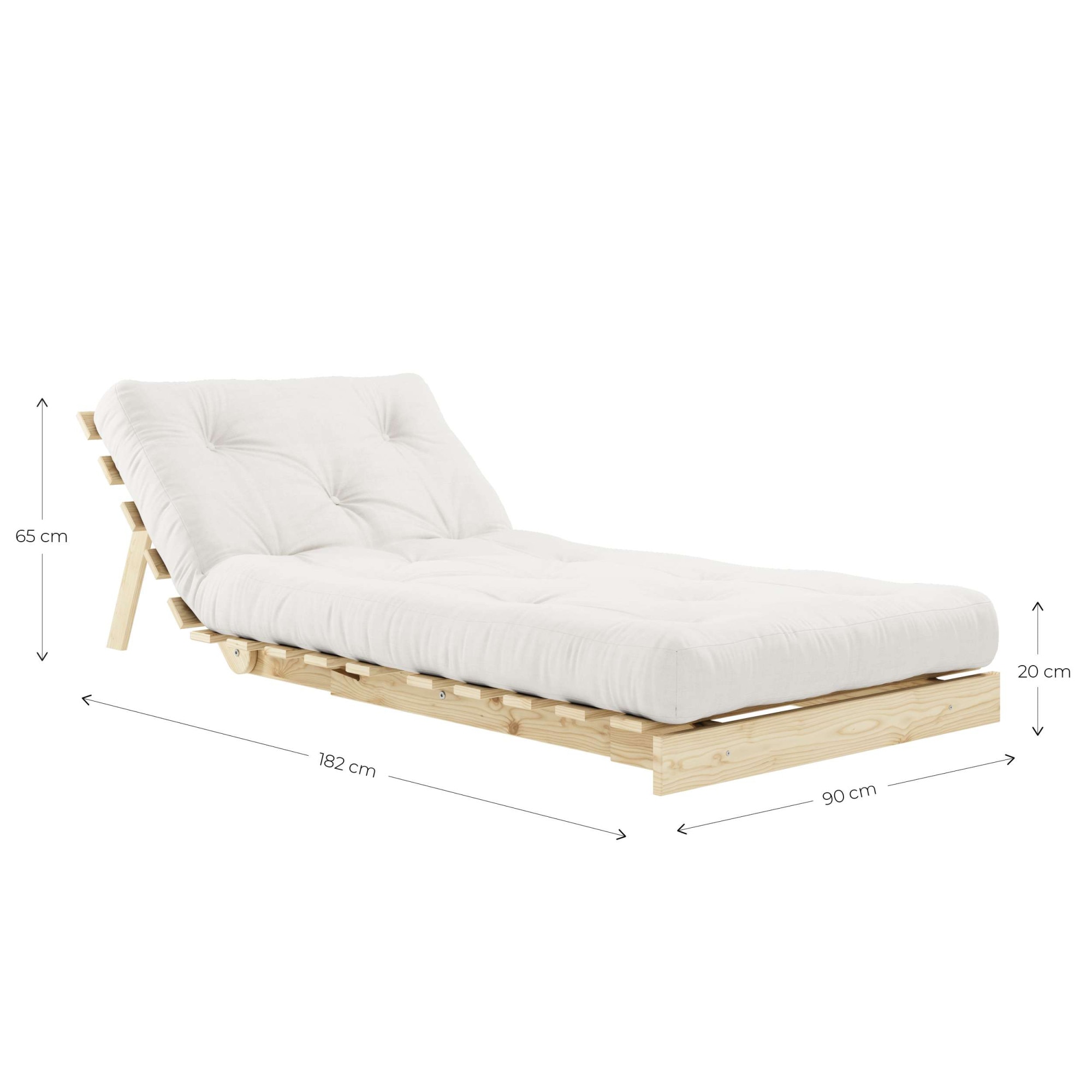 Karup Design Lit de jour »Roots Sofa Bed, Schlafsofa, Bettfunktion, FSC®-Massivholz, B: 90 cm« Incl. matelas futon. Fabriqué en Europe, design minimaliste