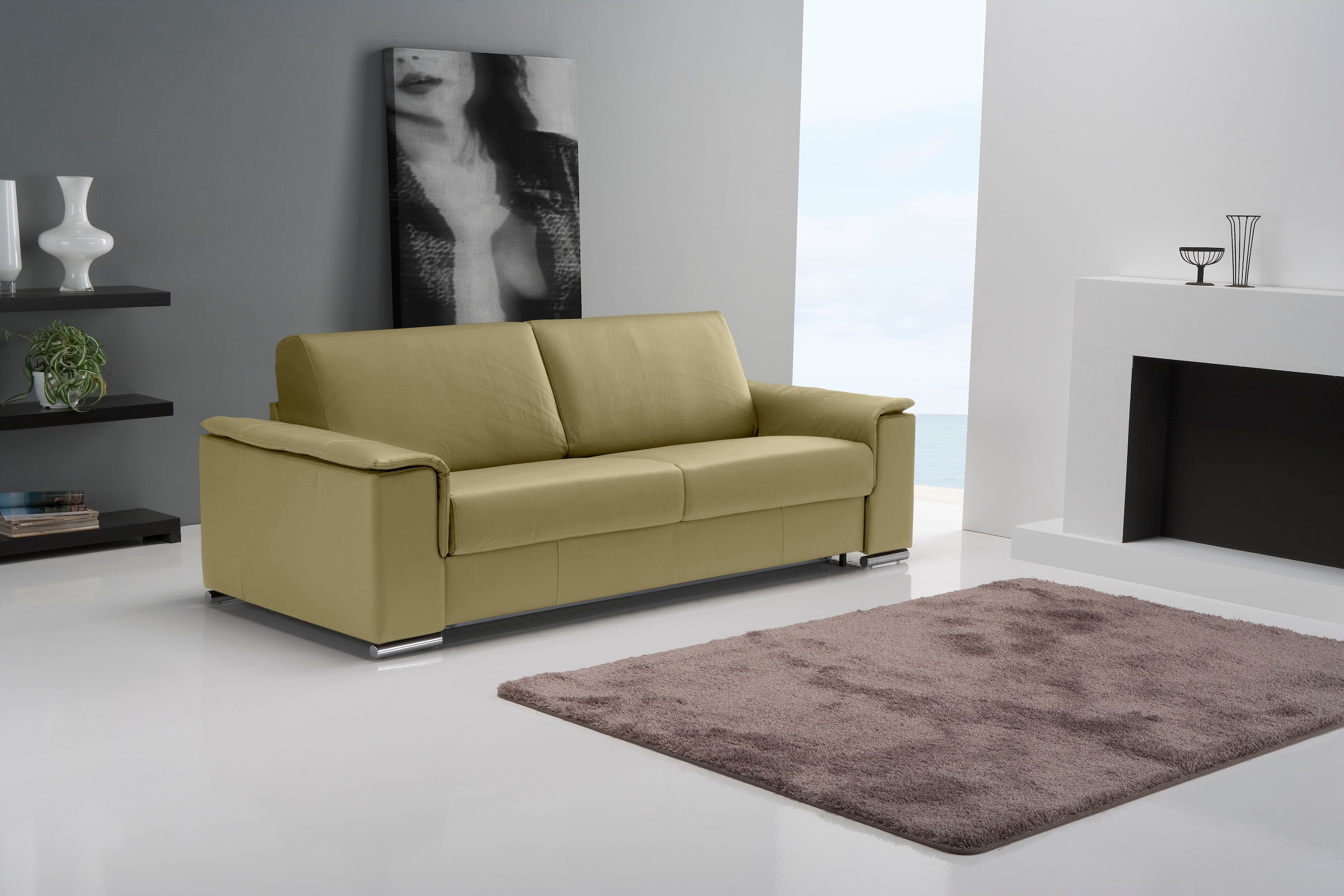 Egoitaliano Schlafsofa »Cecilia, modern und elegant mit erstklassigem Sitzkomfort«, inkl. Matratze und hochwertigem Metallbettrahmen, toller Schlafkomfort