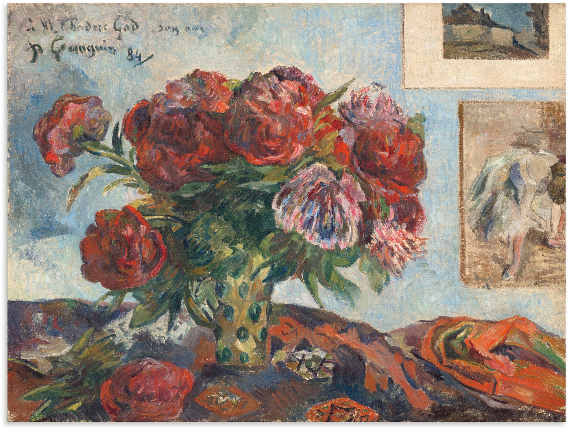 Image of Artland Wandbild »Stillleben mit Pfingstrosen. 1884«, Arrangements, (1 St.), in vielen Grössen & Produktarten - Alubild / Outdoorbild für den Aussenbereich, Leinwandbild, Poster, Wandaufkleber / Wandtattoo auch für Badezimmer geeignet bei Ackermann Versan