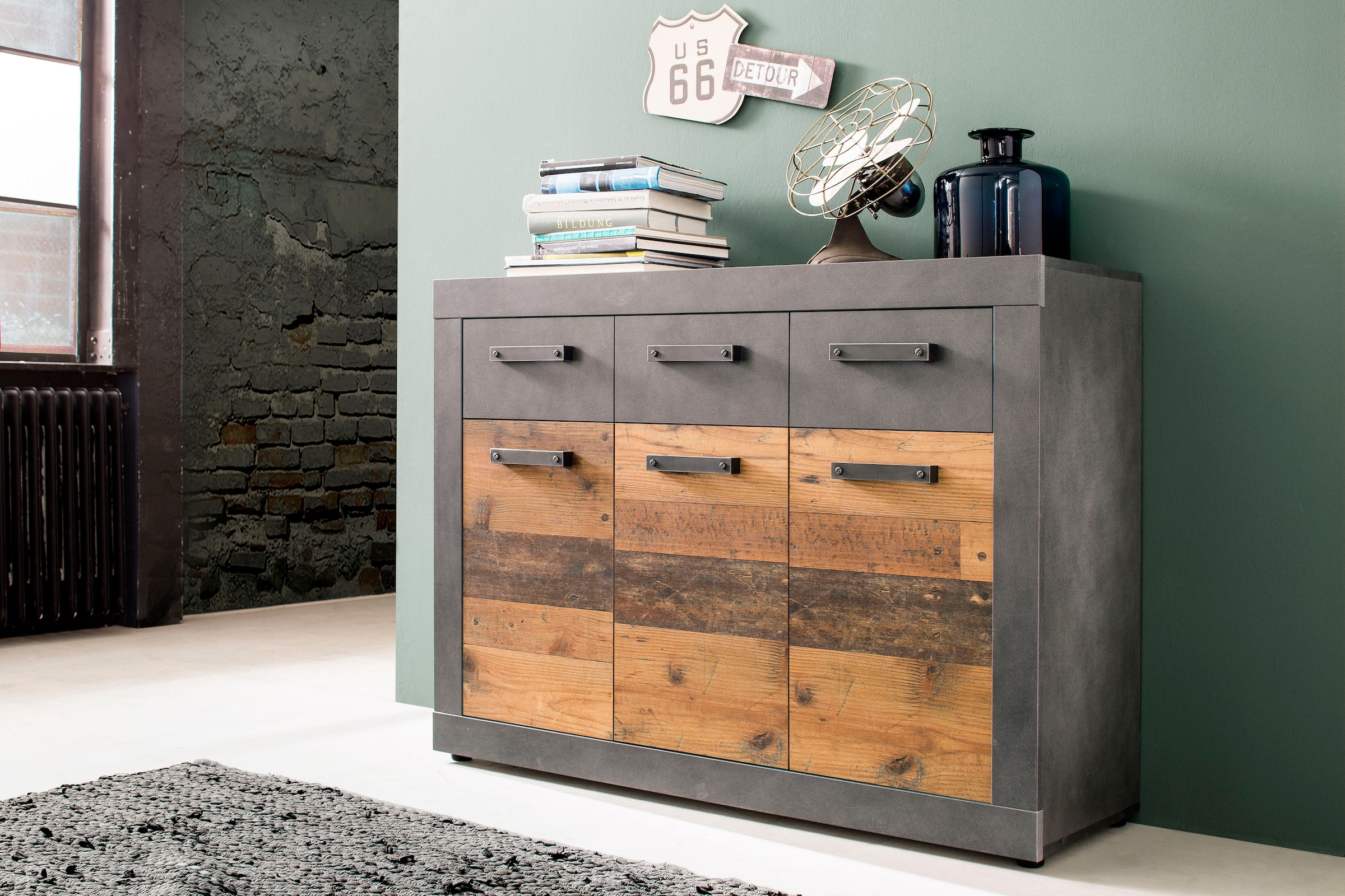 Home affaire Commode »Ilana« Kommode mit 3 Türen & 3 Schubladen - (B/T/H) 117/37/86 cm