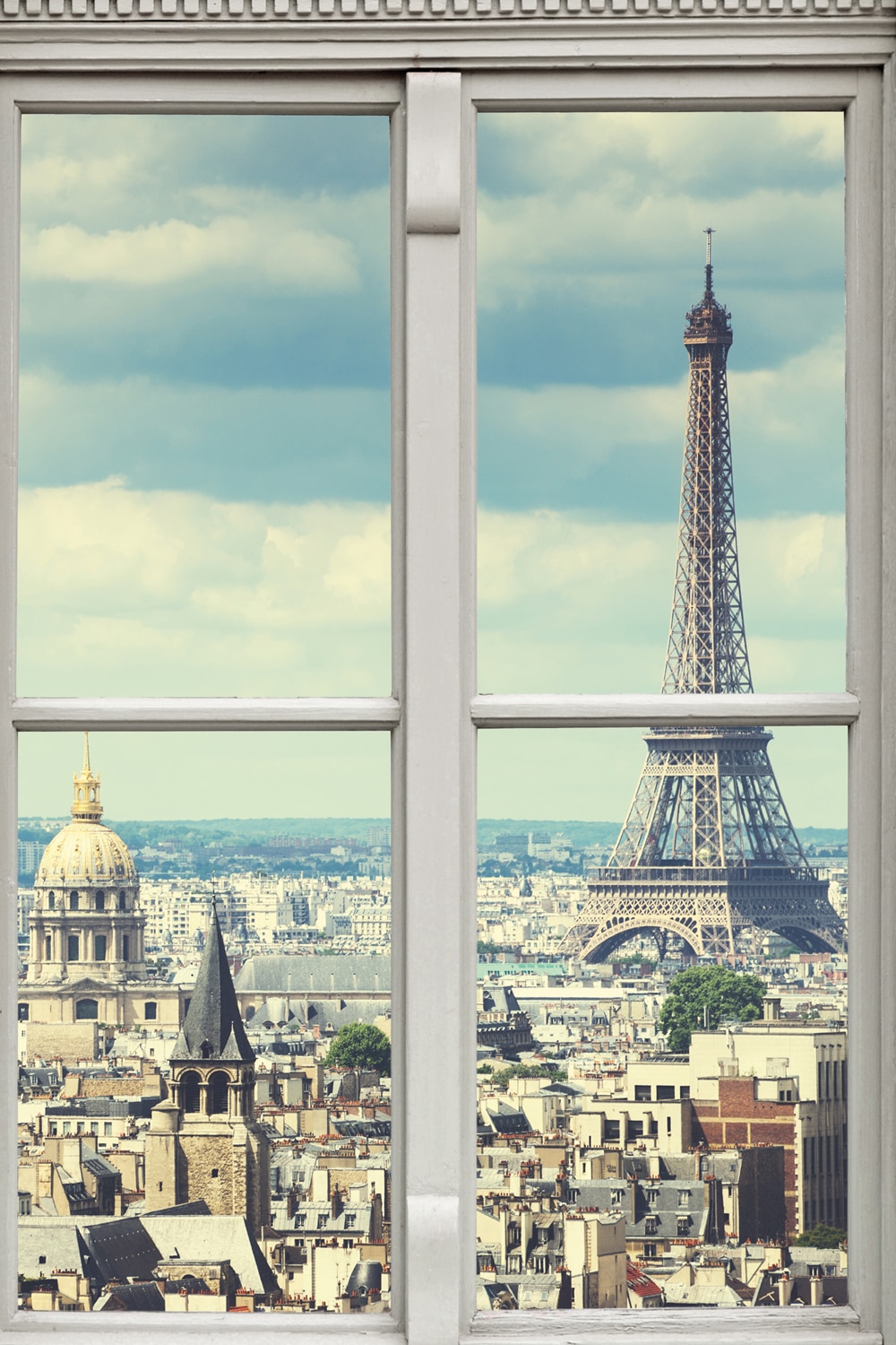 Image of queence Leinwandbild "Paris" Fensterblick Paris Stadt 1 Stk. tlg. Premium-Leinwandstoff