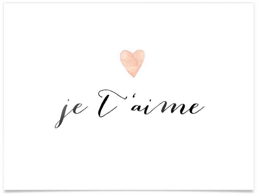 Poster »Je t'aime«, Schriftzug, (1 St.), Poster ohne Bilderrahmen