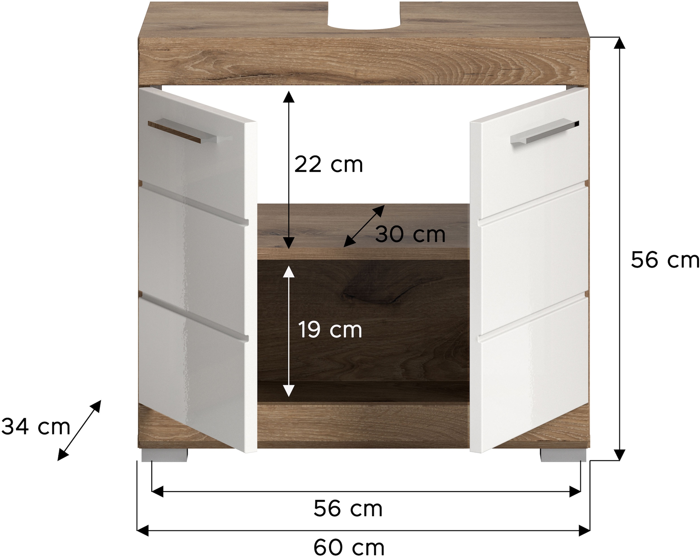 INOSIGN Armoire sous lavabo »SIENA, Breite 60cm, 2 Tür, 2 Fächer, mit Siphonausschnitt, MDF-Front« TOPSELLER!, 1 cuis tlg. in verschiedenen Farben erhältlich, Badmöbel, Badschrank, Kommode, Bad