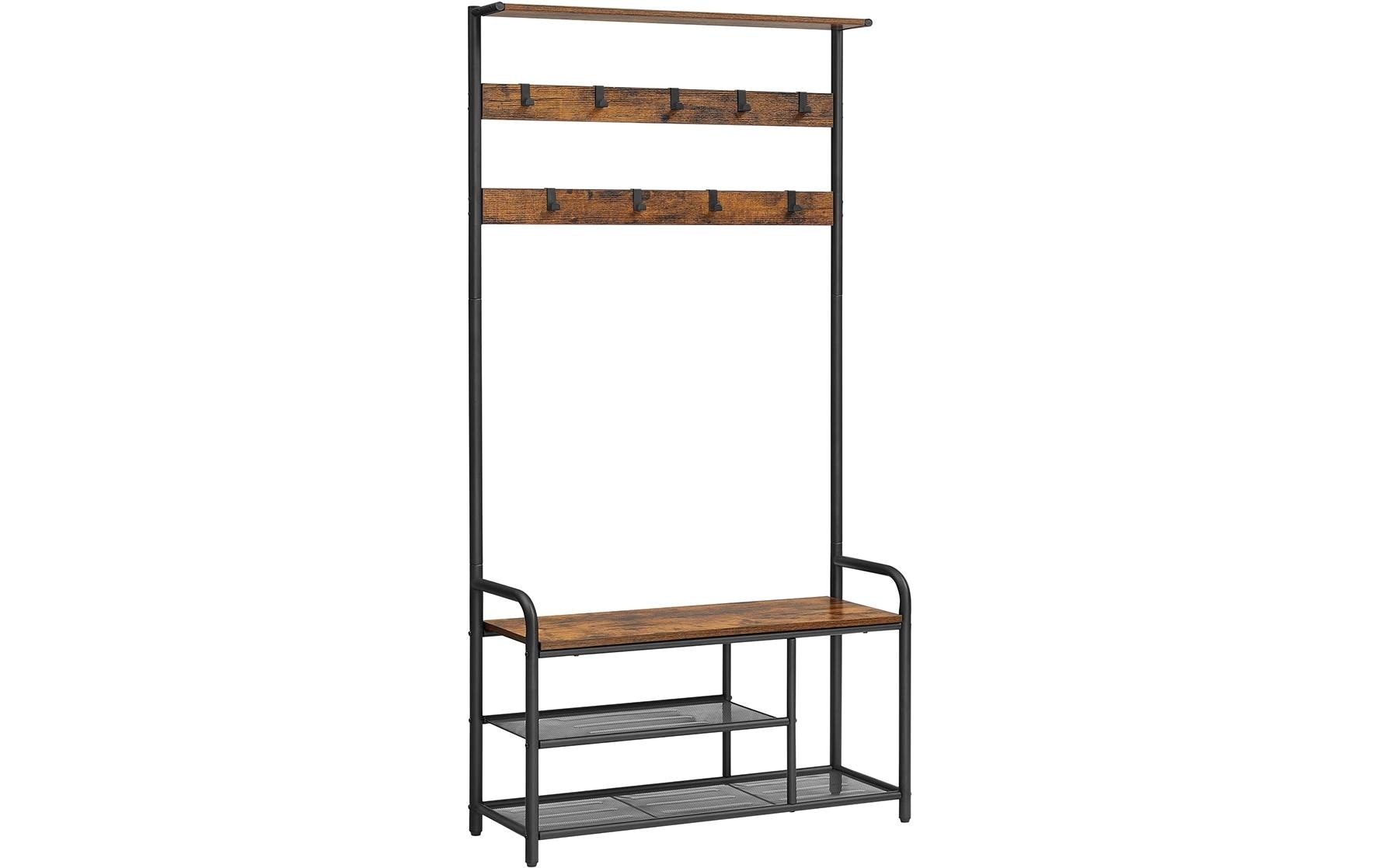 VASAGLE Garderobenständer »mit Schuhregal 85 cm x 180.5 cm« Garderobenständer mit Schuhbank und neun Haken