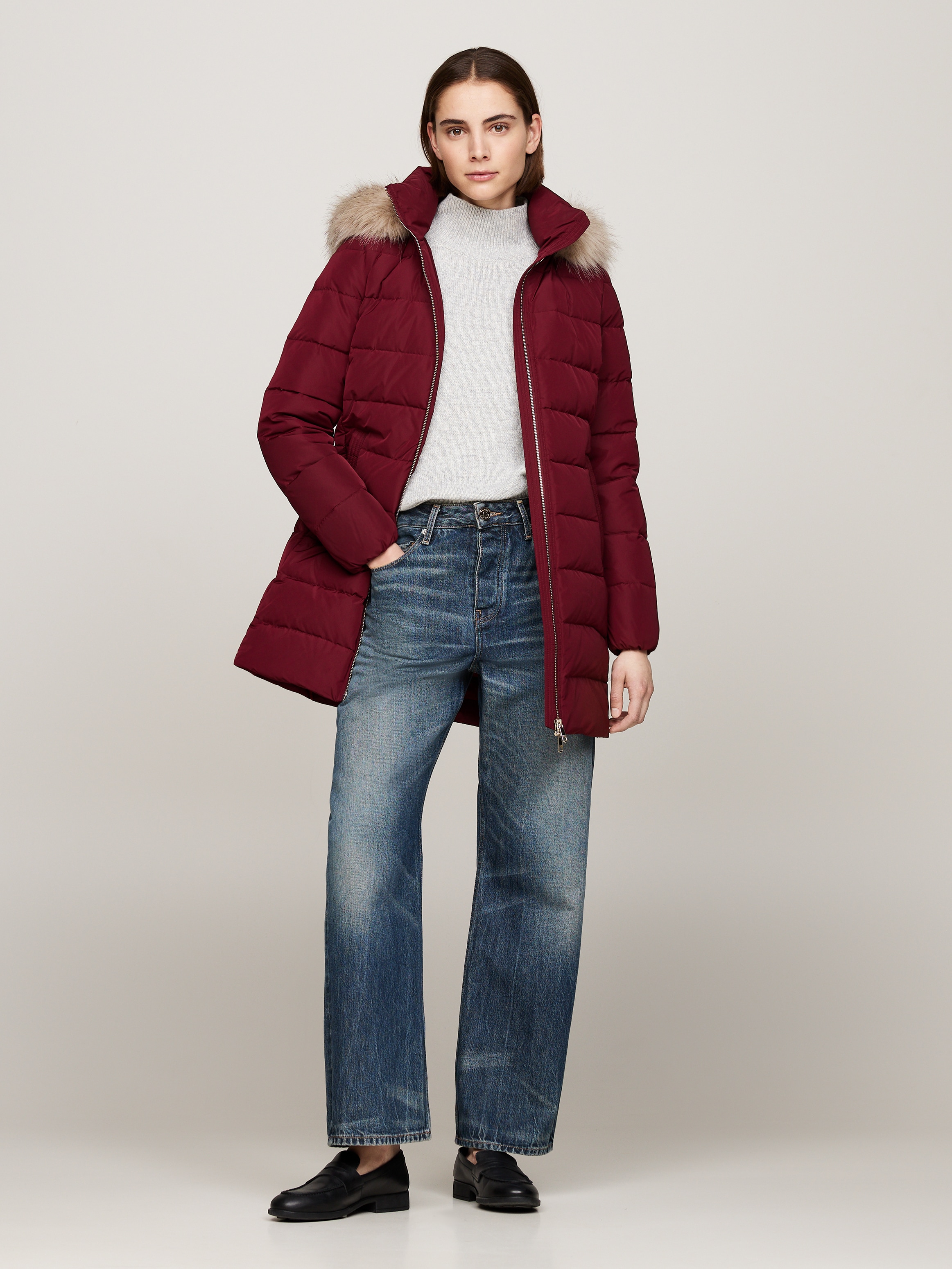 Tommy Hilfiger Steppmantel »HERITAGE DOWN TYRA COAT WITH FUR«, mit Fellimitat