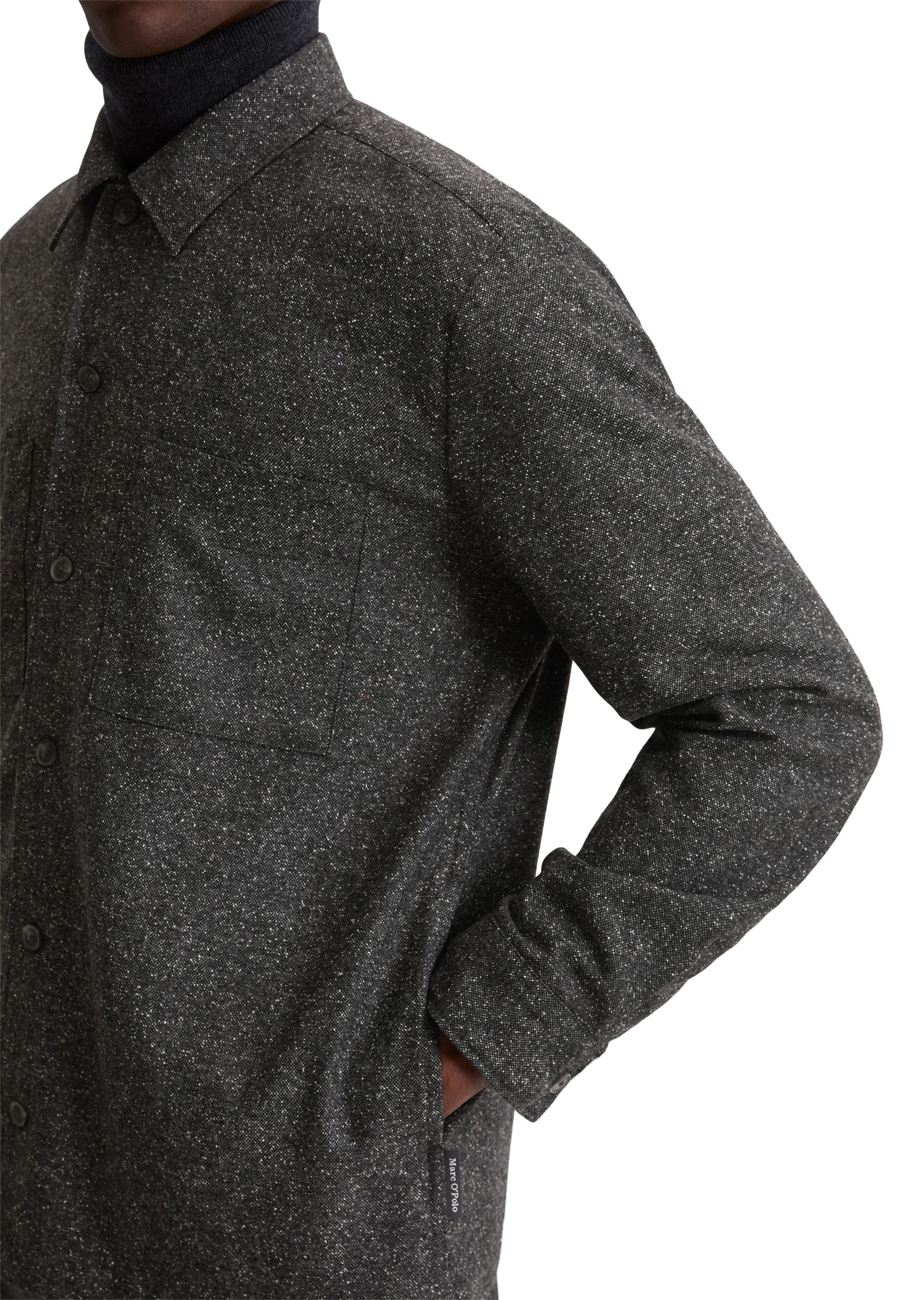 Marc O'Polo Hemdjacke Overshirt aus Woll-Mix, lockere Form, melierte Struktur