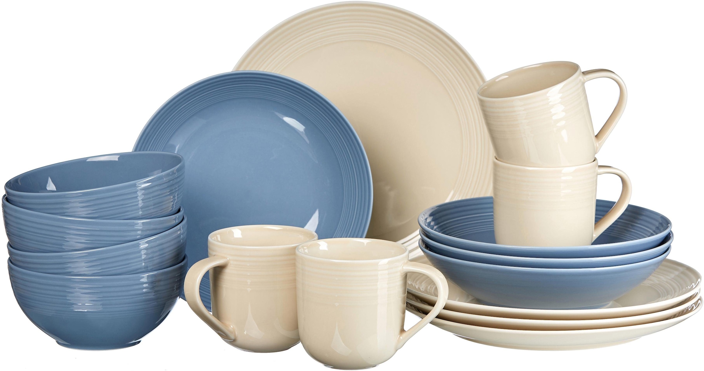 & Blau/Creme, Teile, Breker (Set, 16 Levi«, Kombiservice tlg.), 16 bas für Service à prix »Geschirr-Set, Personen 4 Ritzenhoff