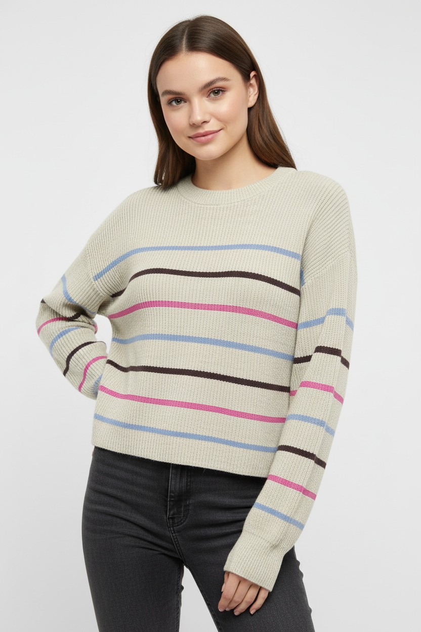 Image of ONLY Strickpullover "ONLIBI LS STRIPE O-NECK CC KNT"