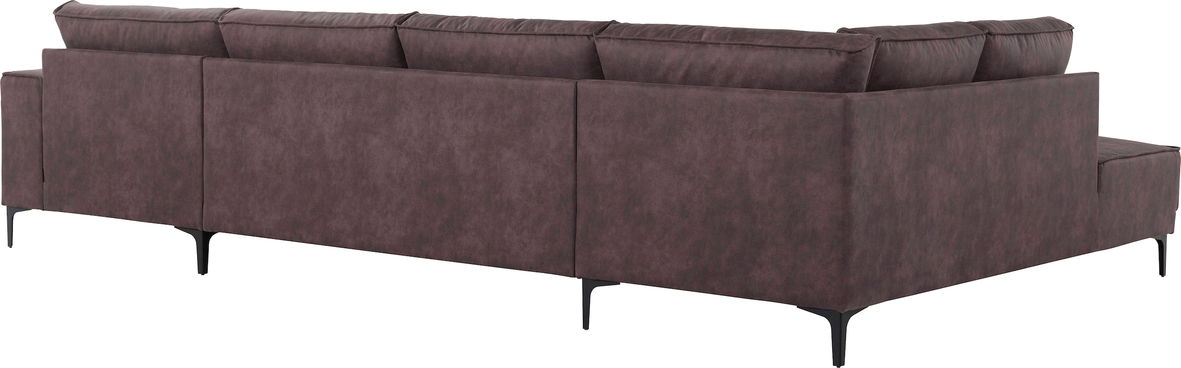 Places of Style Wohnlandschaft »XXL Sofa Oland, Struktur, Flachgewebe, Luxus-Microfaser, Boucle«, U-Form, 345 cm, Wellenunterfederung, Skandi-Design, Metallfüsse