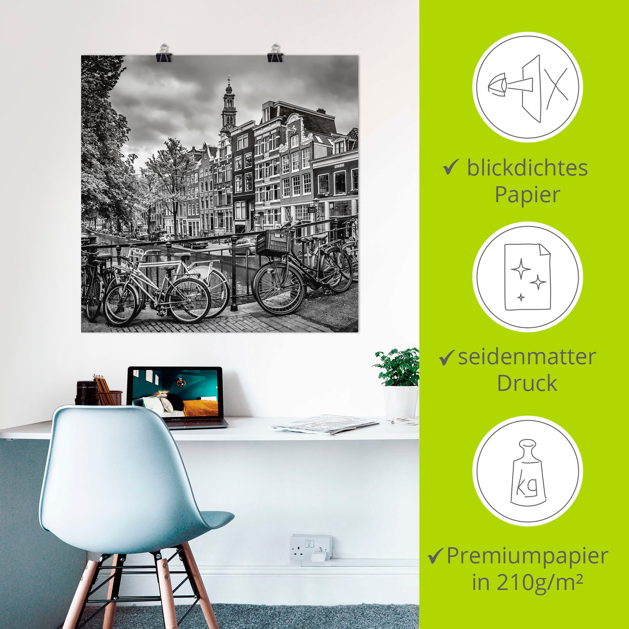 Artland Poster »Amsterdam Bloemgracht II«, Amsterdam, (1 St.), als Alubild, Leinwandbild, Wandaufkleber oder Poster in versch. Grössen