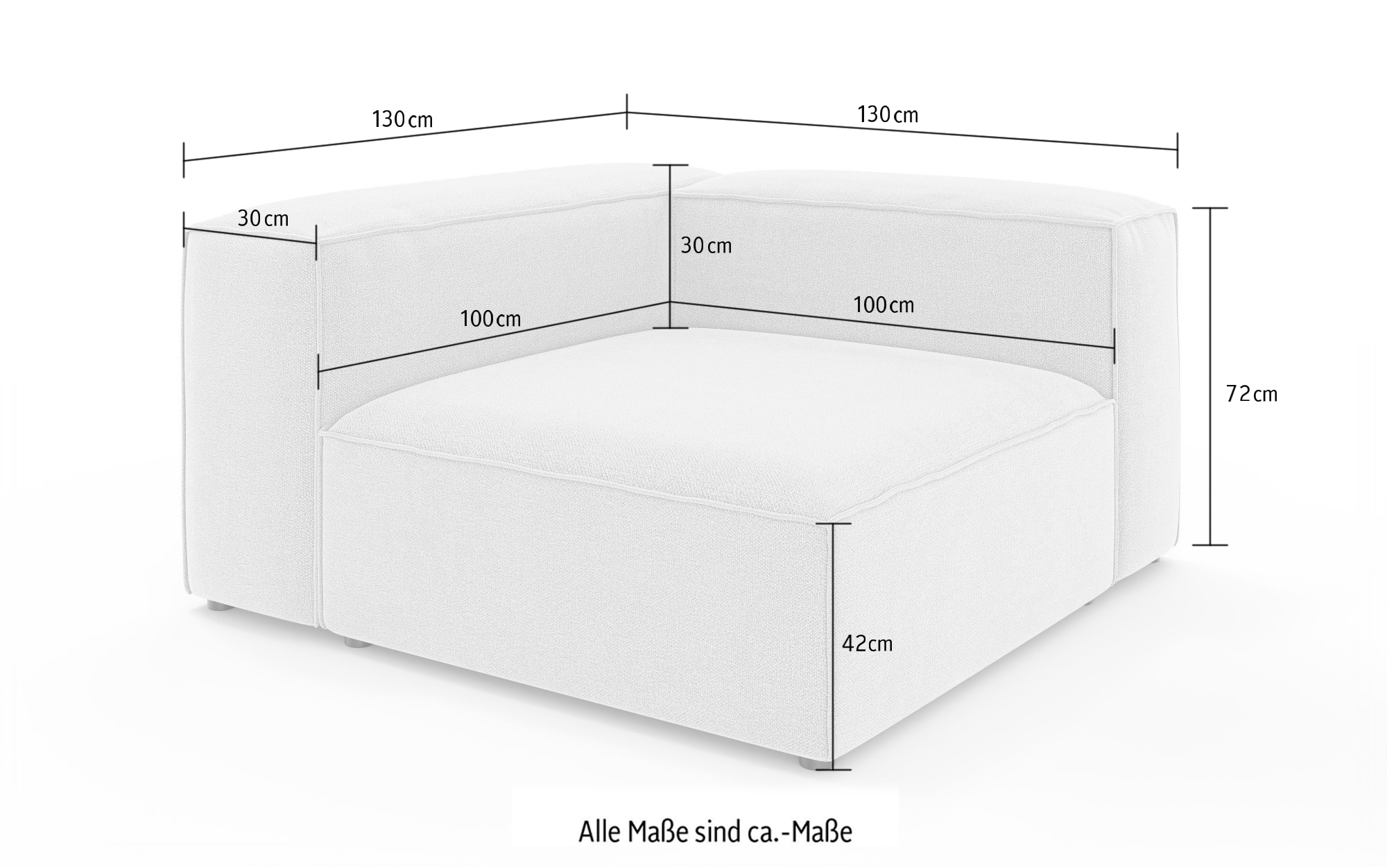 INOSIGN Ottomane »HAILY links/rechts bestellbar, Loungemöbel, Masse B/T/H: 130/130/72 cm« als Modul oder separat verwendbar, für individuelle Zusammenstellung