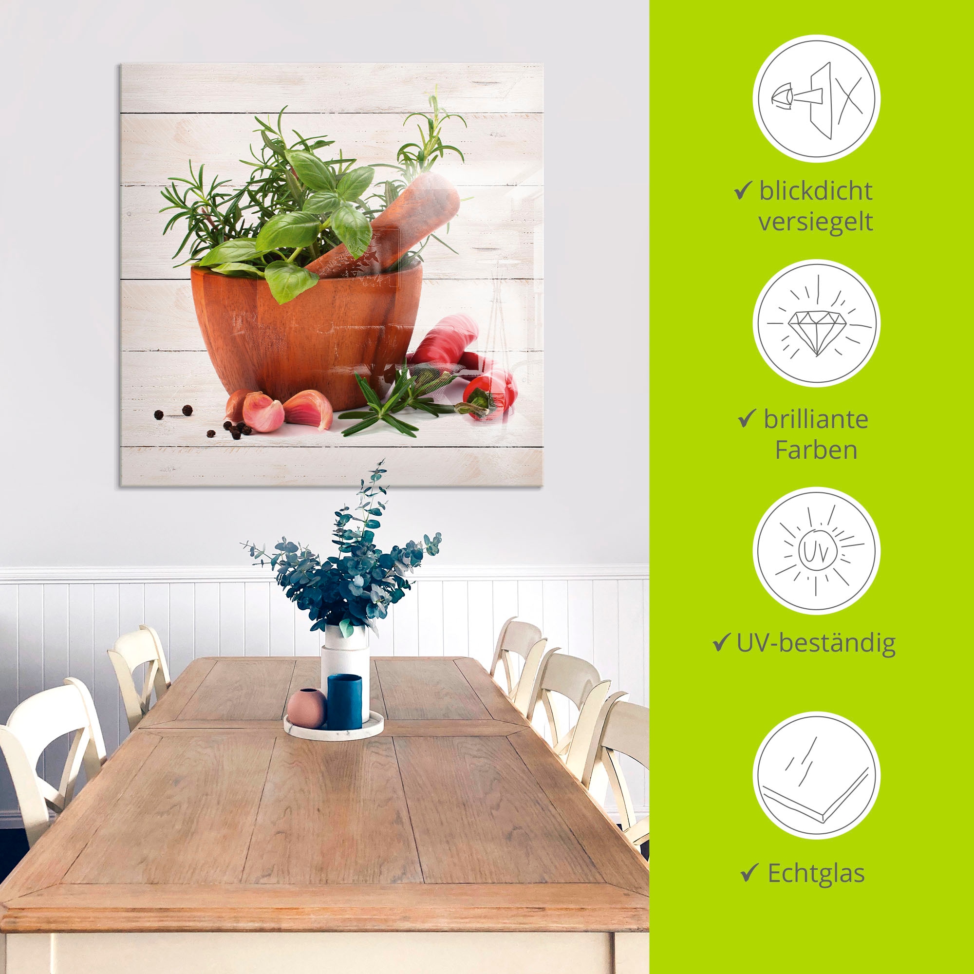 Artland Tableau en verre »Frische Kräuter und Gewürze« 1 cuis tlg. in verschiedenen Grössen