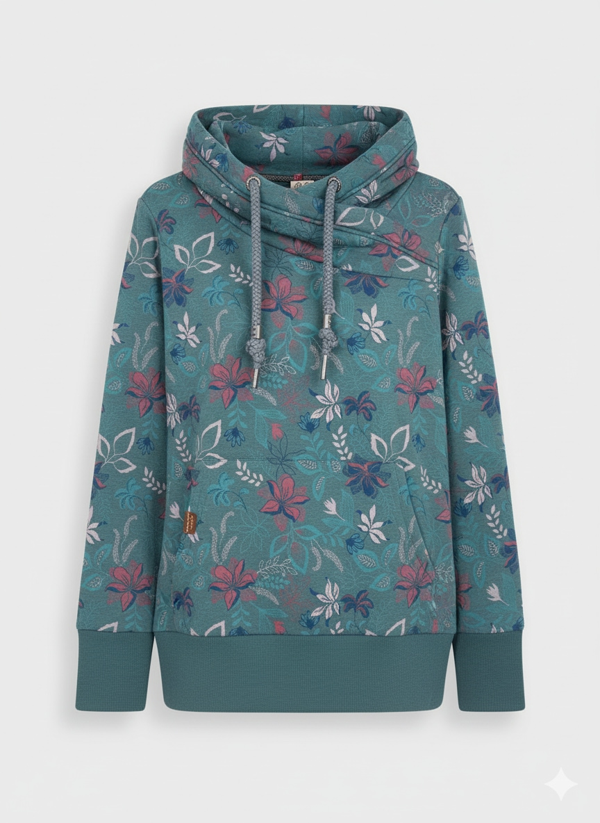 Ragwear Sweatshirt »NESKA FLOWERS O«, mit asymetrischem Schalkragen