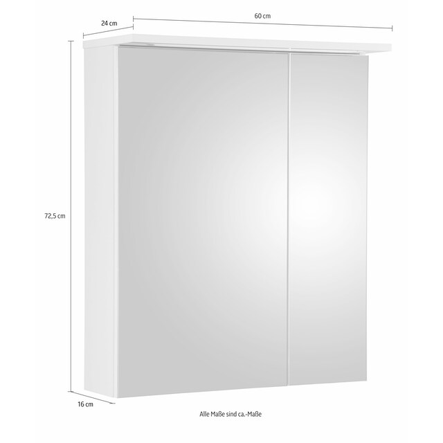 Schildmeyer Spiegelschrank »Profil 16«, Breite 60 cm, 2-türig, LED- Beleuchtung, Schalter-/Steckdosenbox versandkostenfrei auf