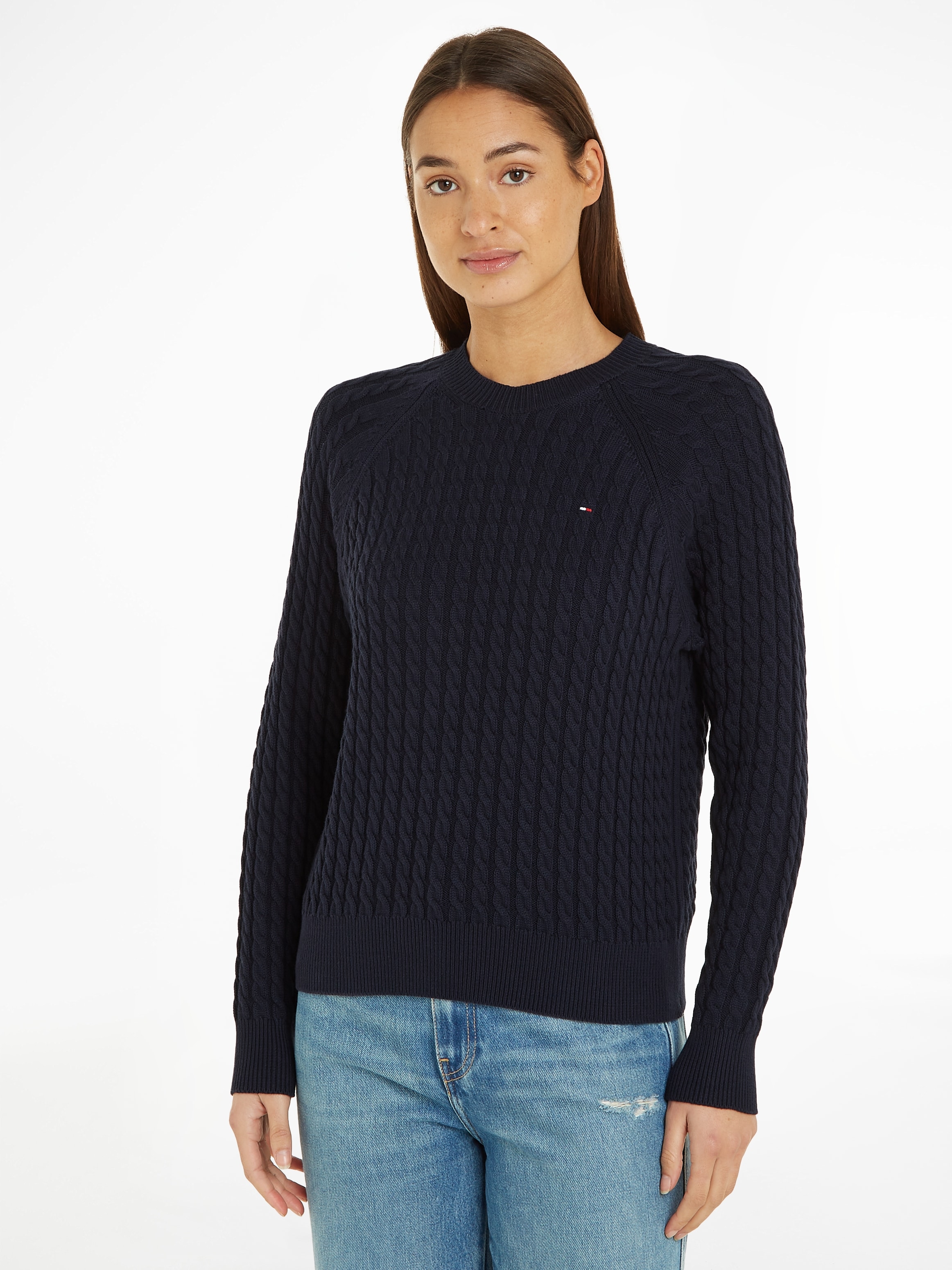 Tommy Hilfiger Rundhalspullover »CO CABLE C-NK SWEATER«, mit Zopfmuster-Tommy Hilfiger 1