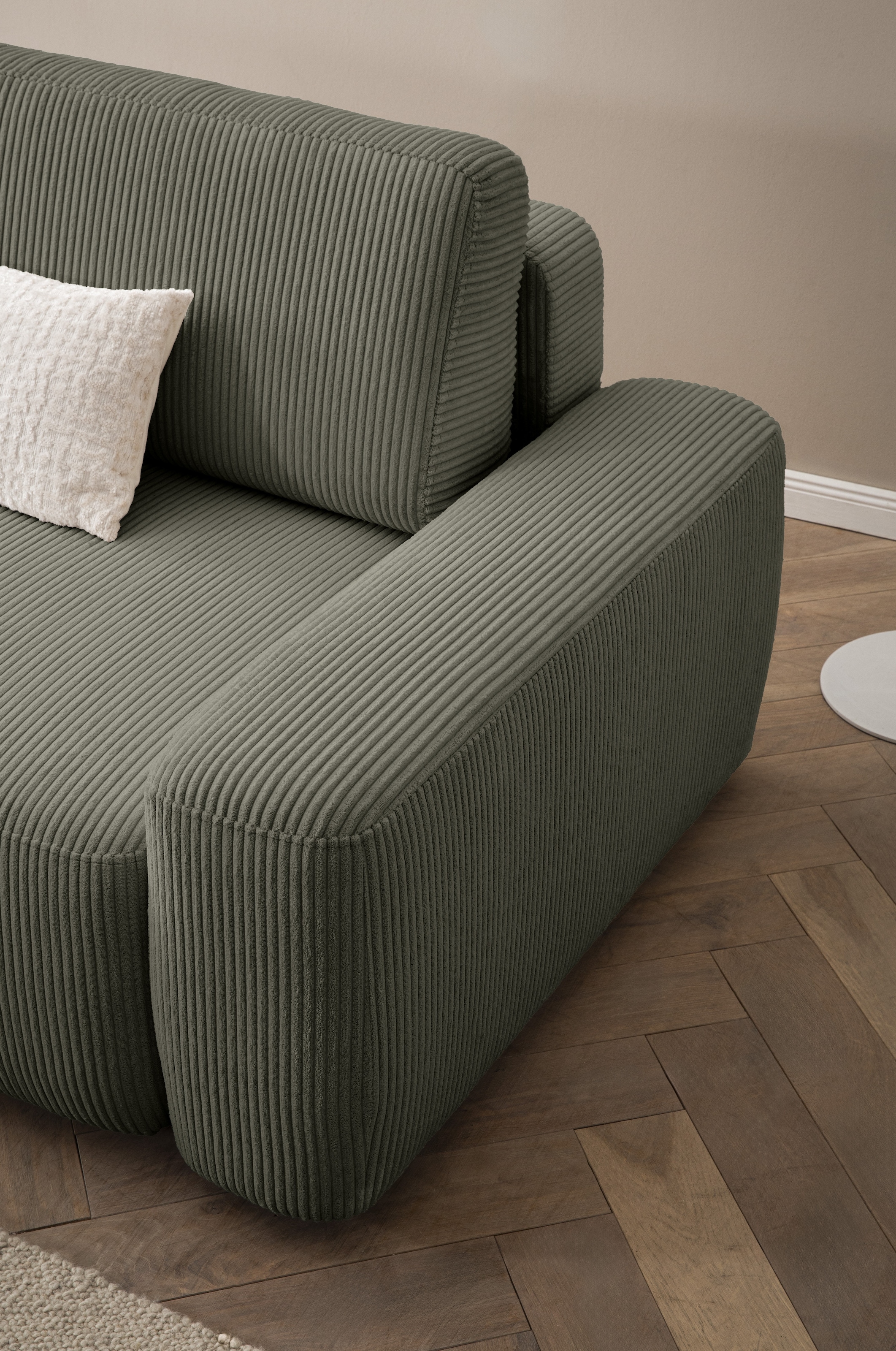 Home affaire Ecksofa »TORGE (264cm), Schlafsofa in Cord, Samtvelours o Struktur fein, L-Form« Schlaffunktion, Bettkasten, Liegefläche: 125/210 cm