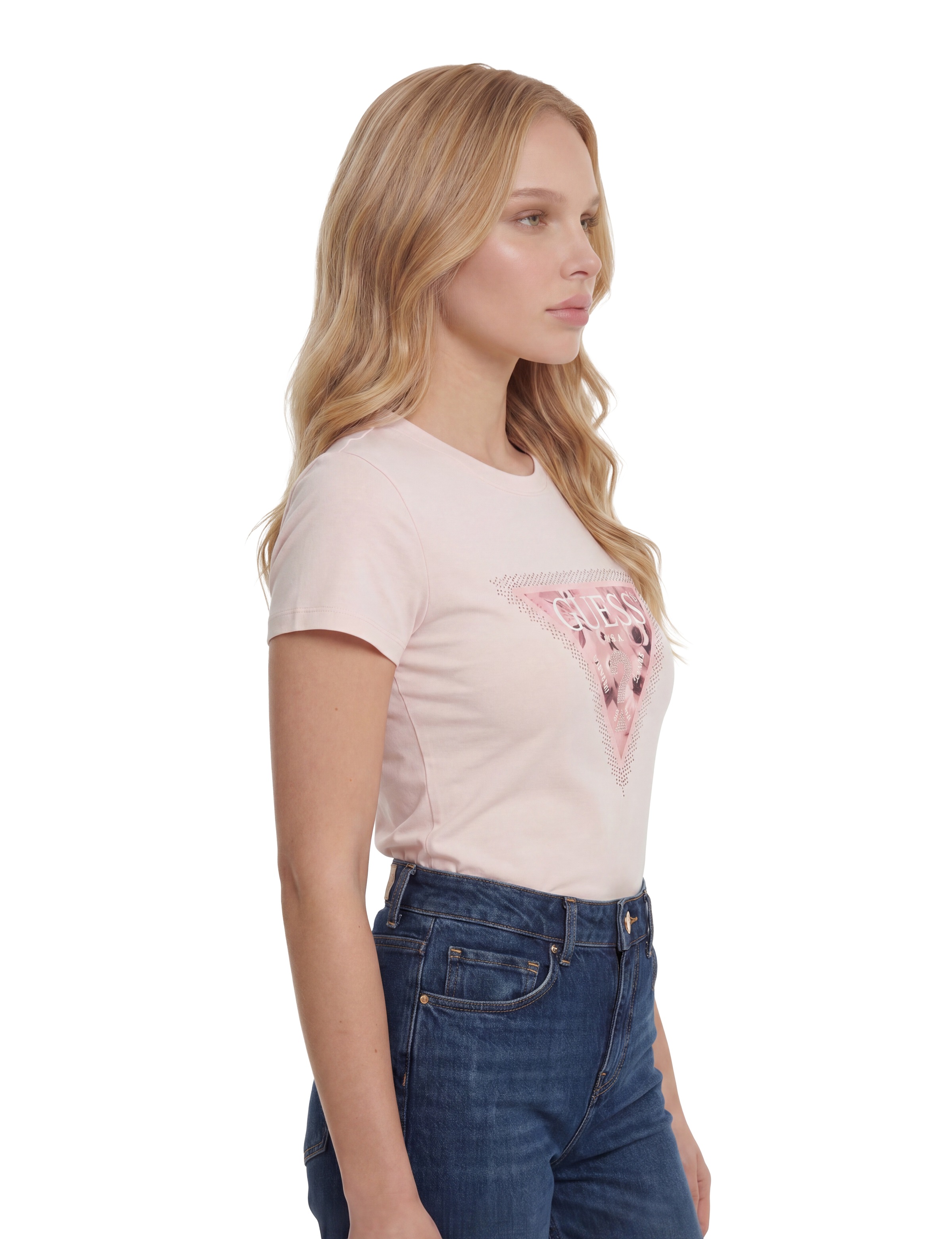 Guess T-Shirt »SS CN COSMOS CANVAS TRIANGLE T« mit Dreieckslogo, Slim Fit