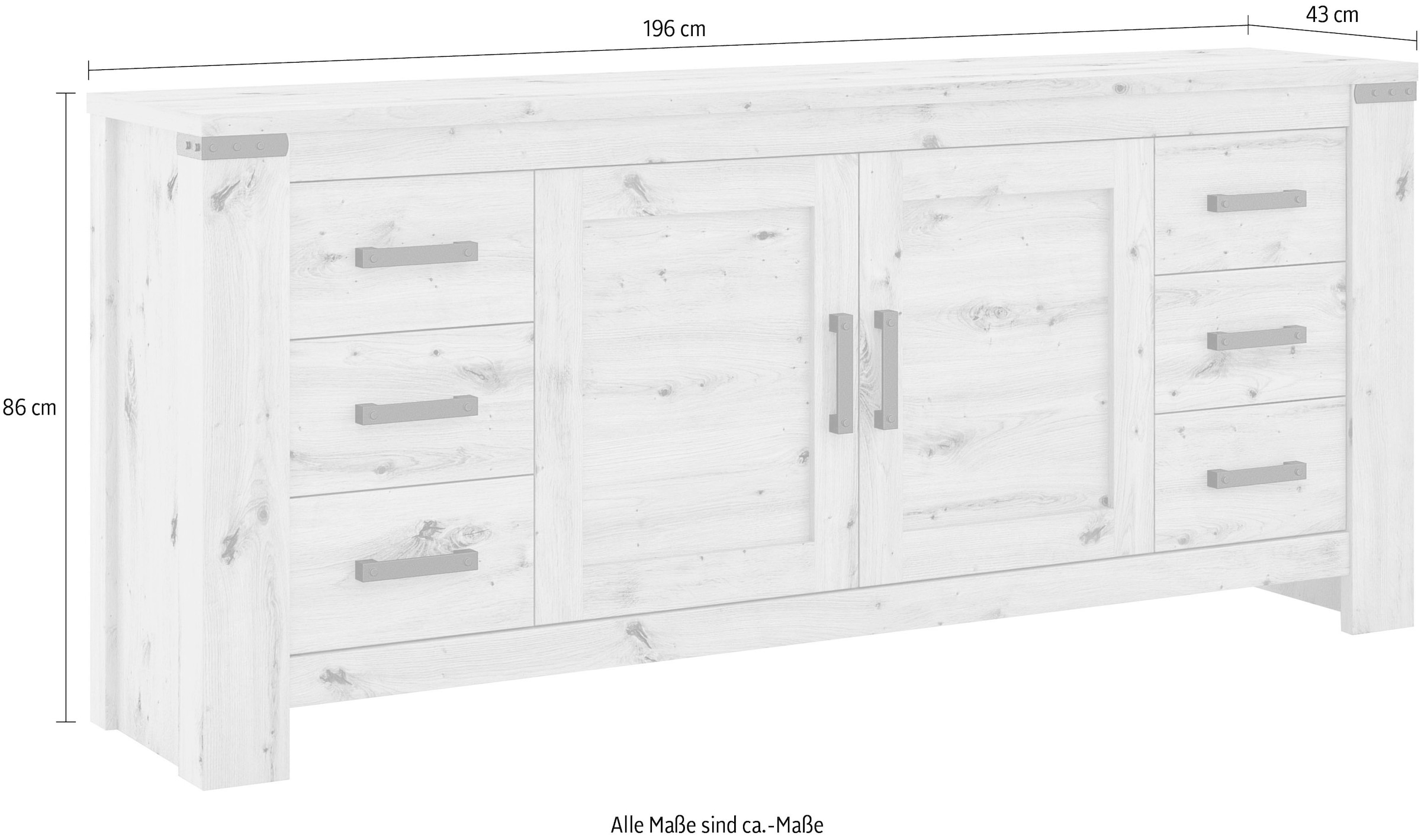 COTTA Sideboard »Hawai«, Breite 196 cm, 6 Schubkästen, 2 Türen