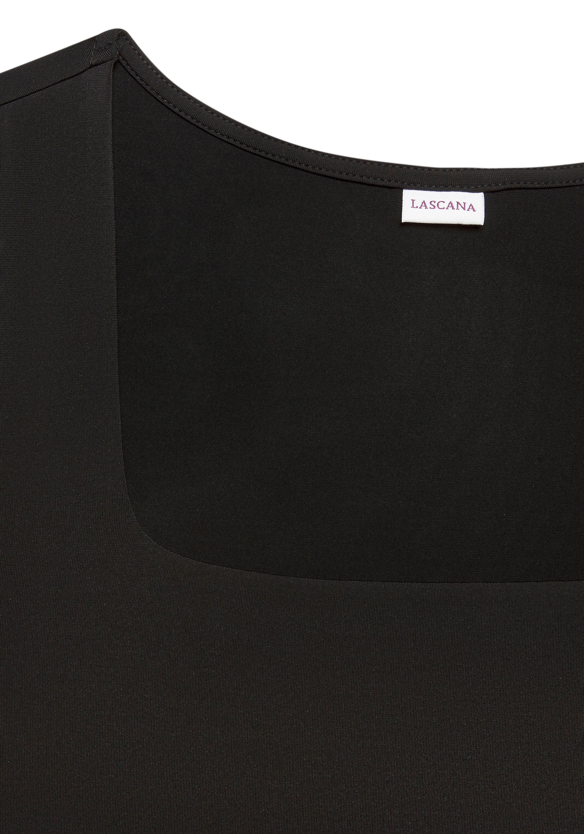 LASCANA T-Shirt, aus bügelfreiem Material, elegantes Kurzarmshirt, doppellagig