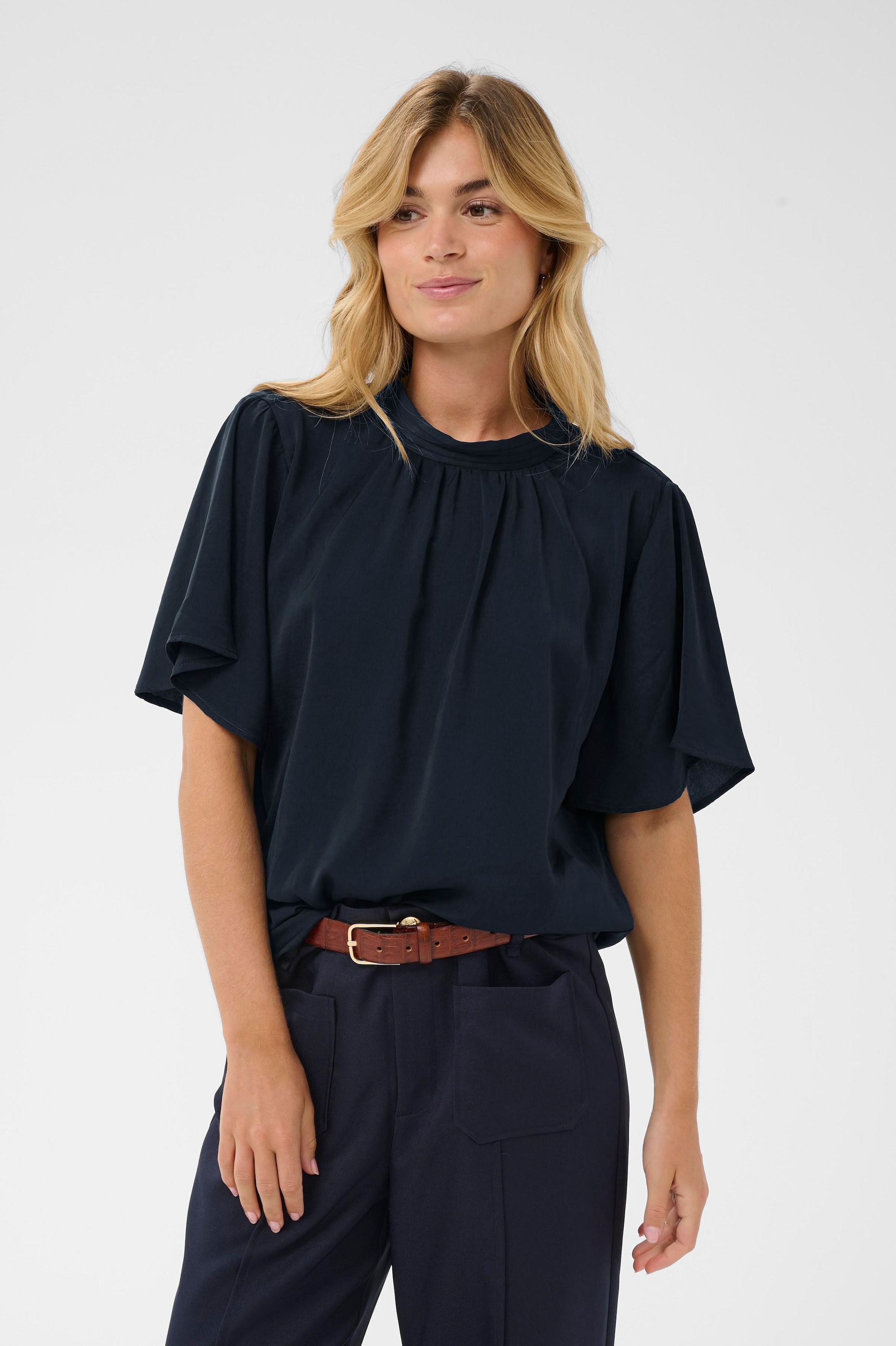 Image of Saint Tropez Kurzarmbluse "AileenSZ Flared Blouse" Kunstfaser, Regular fit