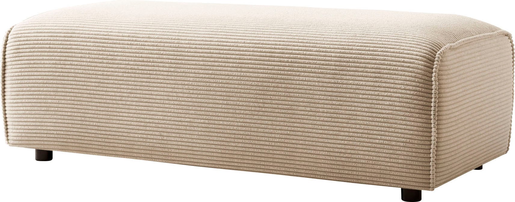 LeGer Home by Lena Gercke Hocker »PIARA, Polsterhocker mit Kedernaht in Cord oder Leinenoptik«, zur Serie PIARA, rechteckig, schwarze Füsse, bequemer Sitzkomfort