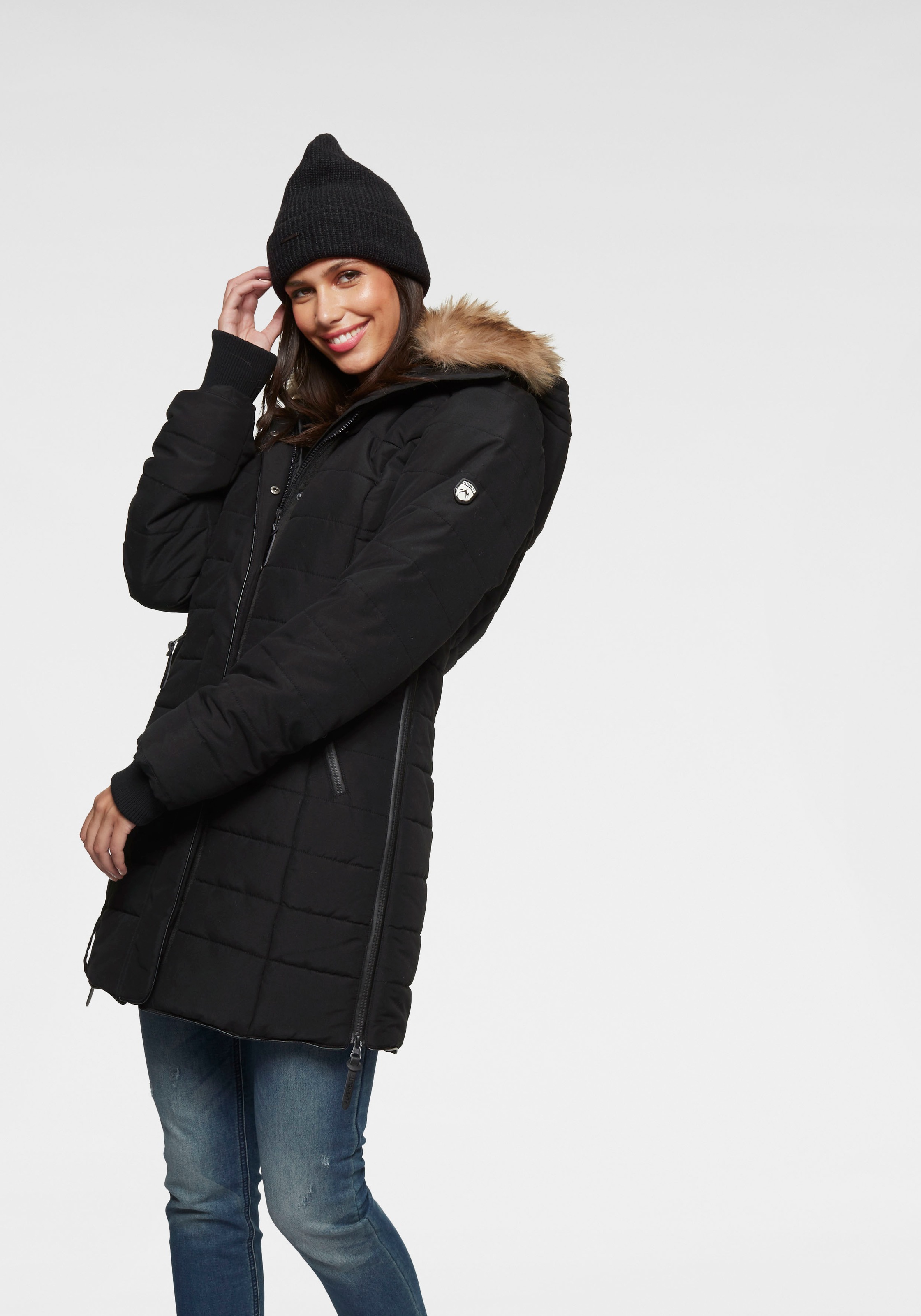 Image of ALPENBLITZ Winterjacke "Bern" mit Kapuze leichter Webstoff, mit abnehmbarer, verstellbarer Kapuze